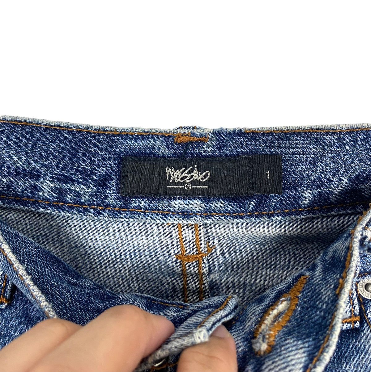 Mossimo Rare‼️ Mossimo Distressed Jeans Cross Logo Size US 31 - 10 Thumbnail