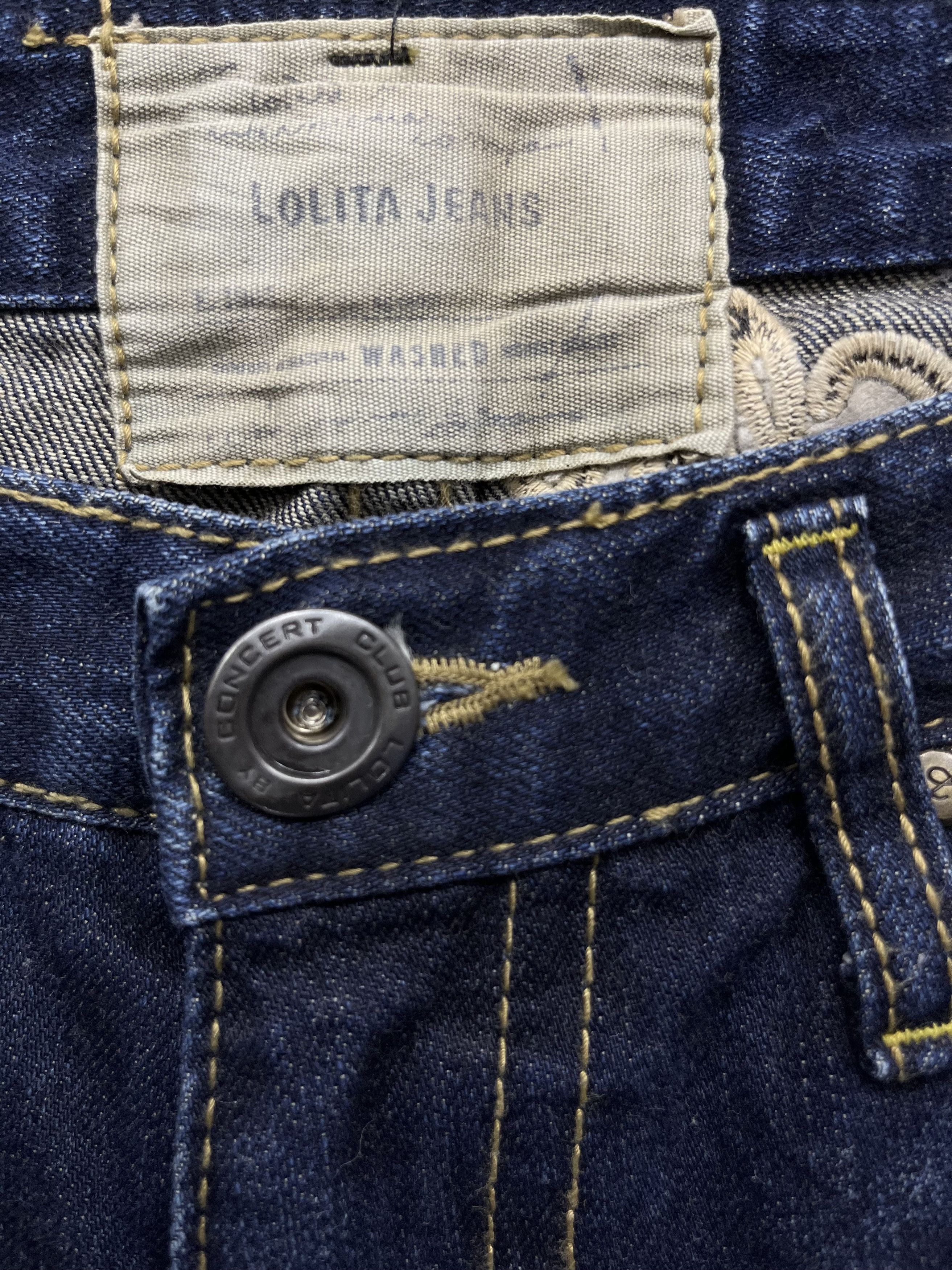 Vintage 🔥Vtg LOLITA CONCEPT CLUB Embroidery Skulls & Flowers Denim Size US 30 / EU 46 - 11 Thumbnail