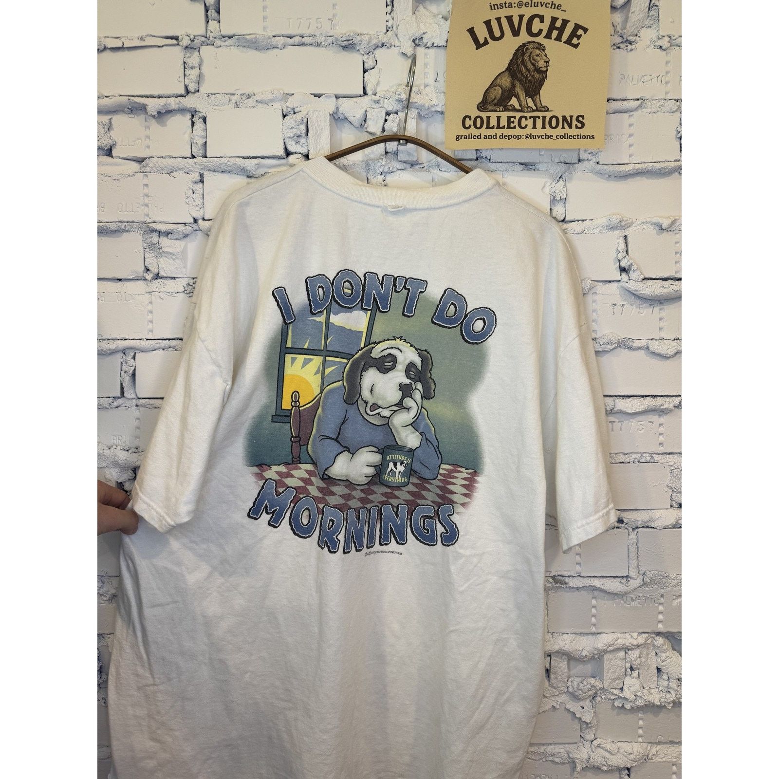 Big Dogs Vintage Big Dogs Tee White - Don't Do Mornings Funny Dog 90s Size US XL / EU 56 / 4 - 2 Thumbnail