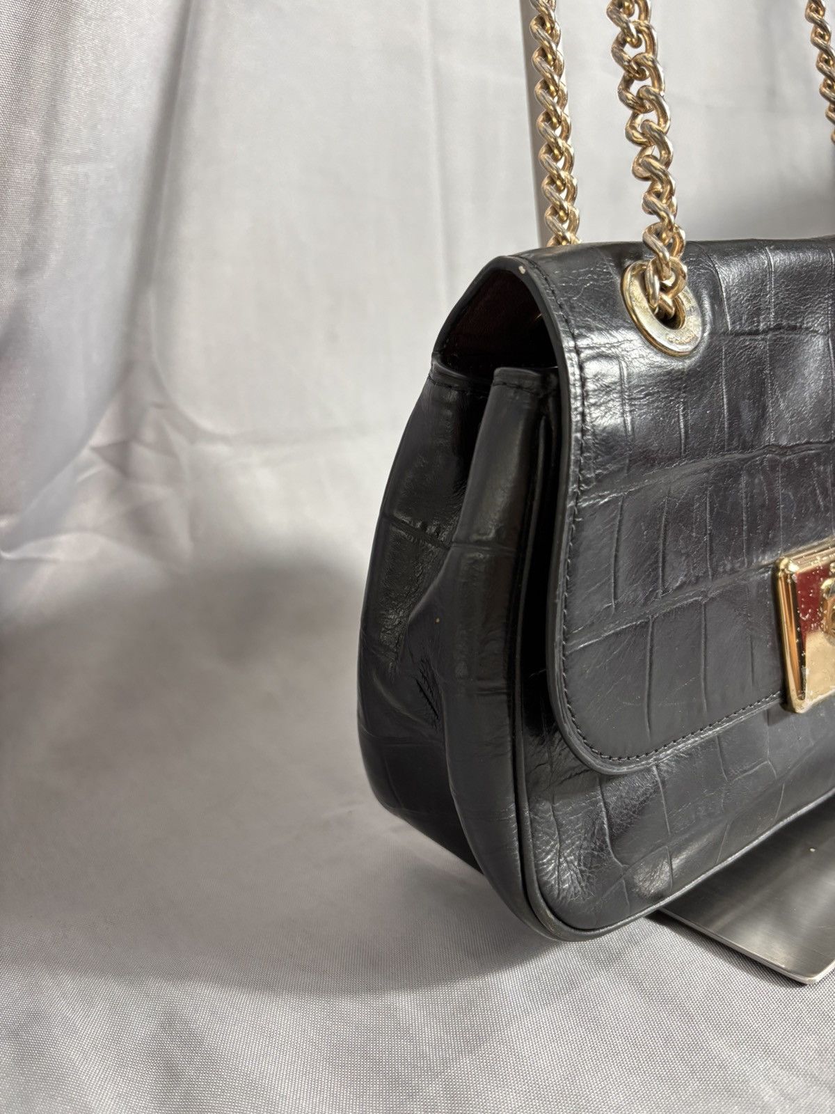 Coach Coach Black Croc Chain Shoulder Bag Size ONE SIZE - 5 Thumbnail