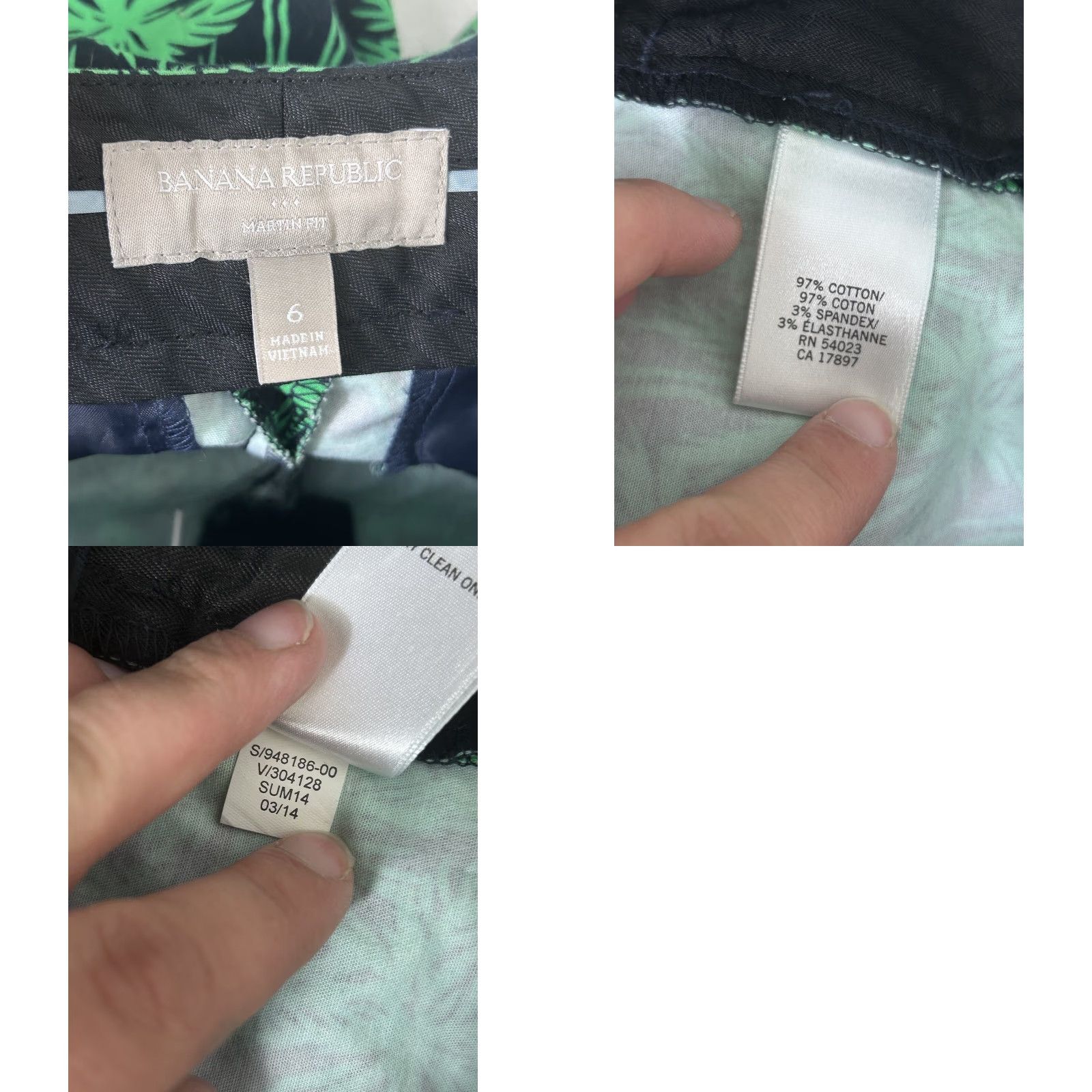 Banana Republic Banana Republic Martin-Fit Pants Palm Trees Stretch Casual Flat Front Zip Multi-Color Women Regular Size 6 30x26 Size 28" / US 6 / IT 42 - 9 Thumbnail