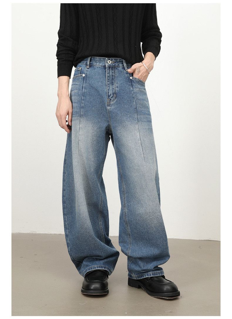 Japanese Brand American retro washed men's loose wide-leg curved jeans Size US 32 / EU 48 - 3 Thumbnail