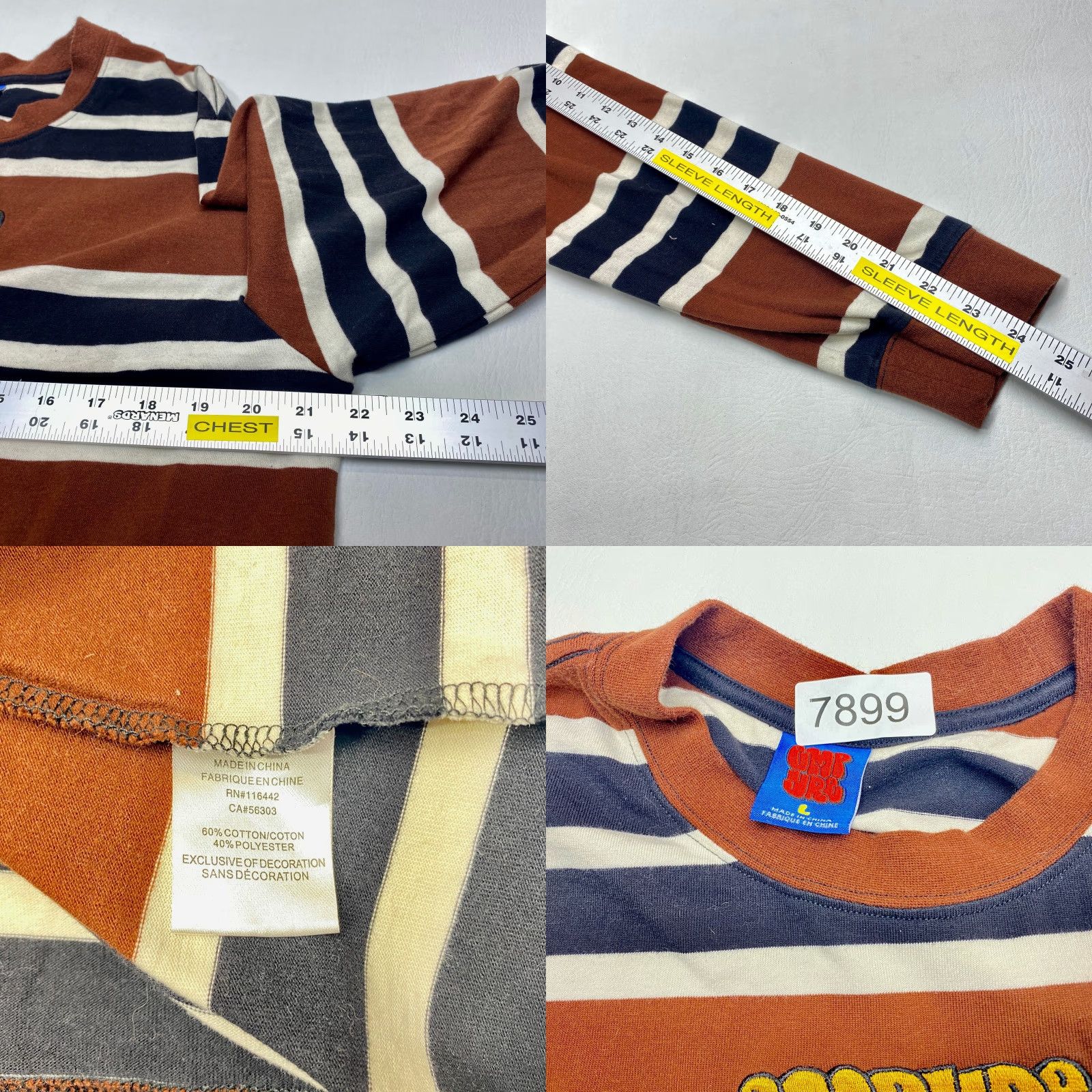 Empyre Empyre Shirt Mens Large Striped Long Sleeve Pullover Brown White Blue 7899 Size US L / EU 52-54 / 3 - 8 Thumbnail