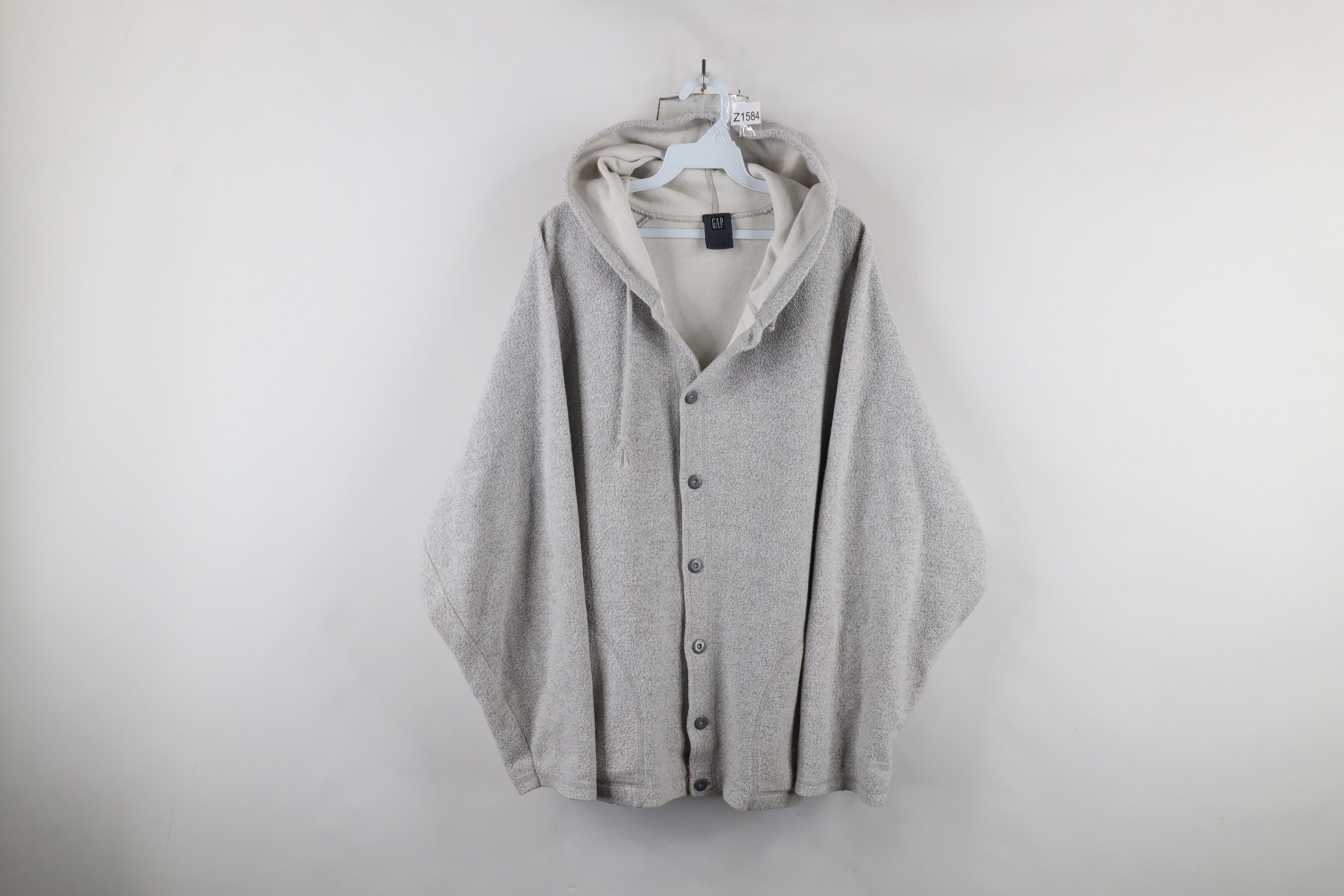 Gap × Vintage Vintage 90s Gap Full Button Hoodie Sweatshirt Gray USA Size US L / EU 52-54 / 3 - 1 Thumbnail