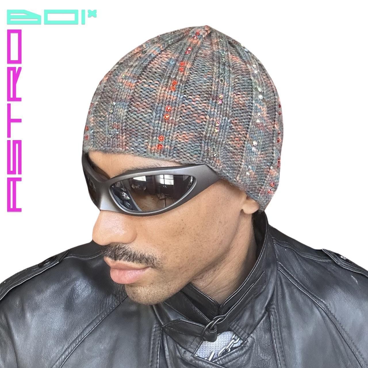 Other ASTROBOI* Olive Green Marbled Ribbed Beanie w/ Rhinestones Size ONE SIZE - 3 Thumbnail