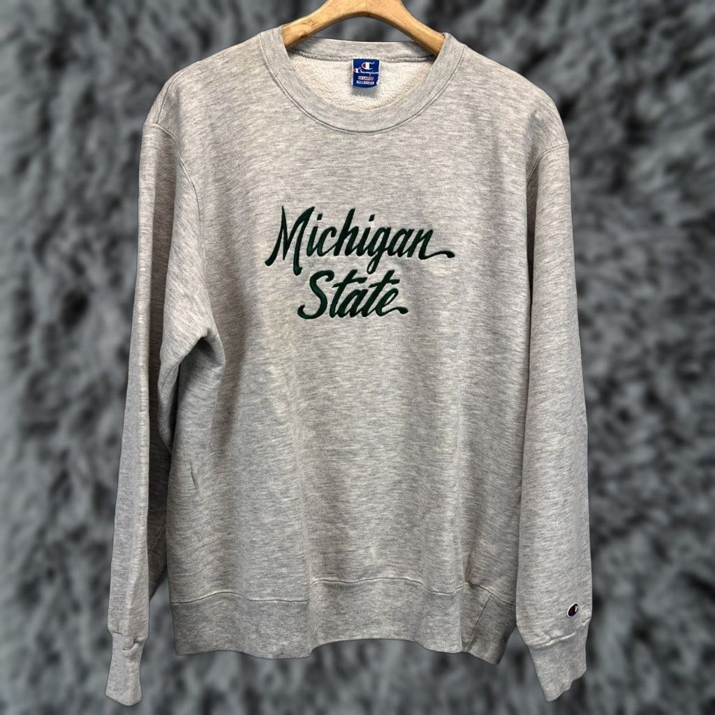 Champion VINTAGE Champion MSU Sweatshirt Sweatshirt XXL Mens Gray Embroidered 90s United States Size 2XL Size US XXL / EU 58 / 5 - 1 Thumbnail
