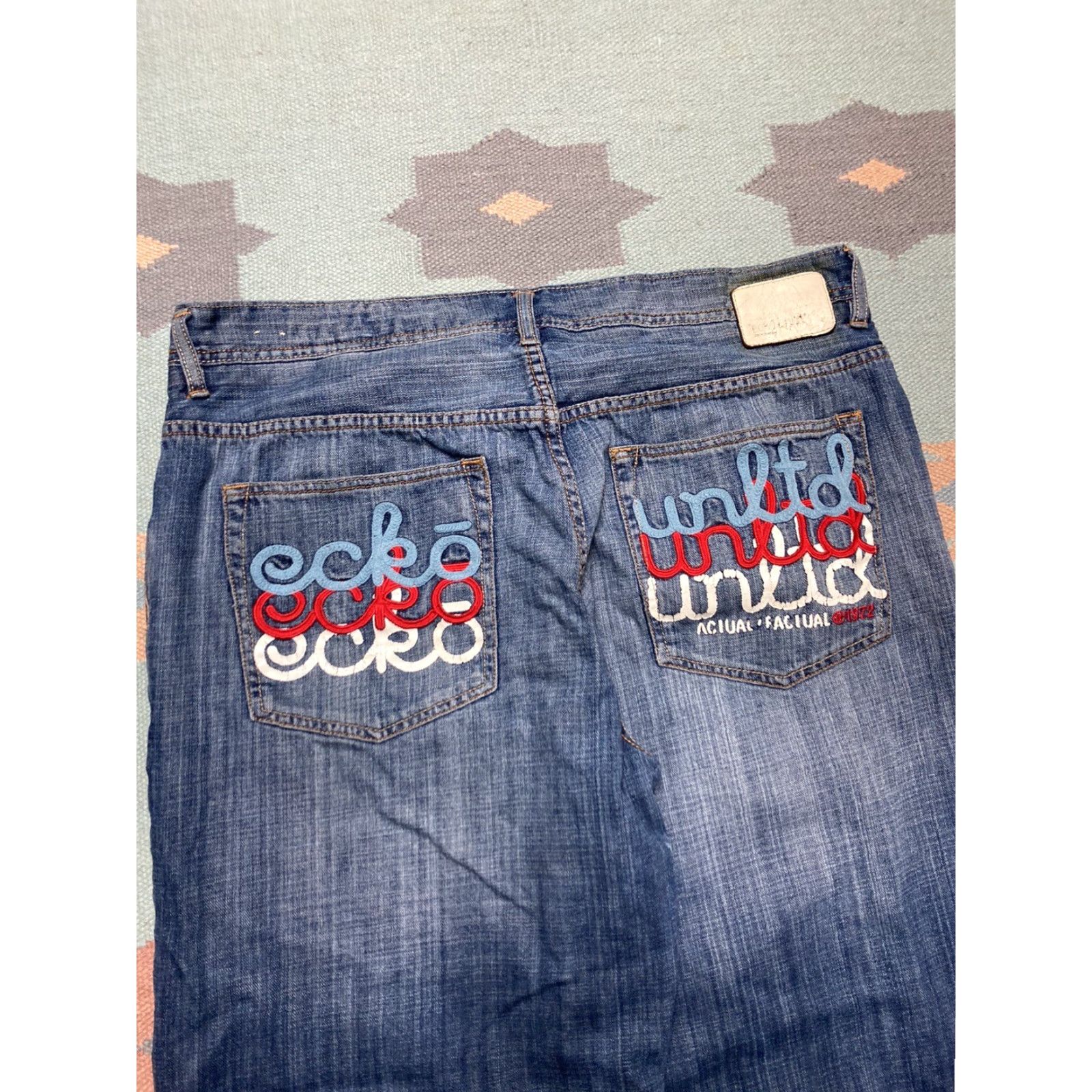 Ecko Unltd. VINTAGE Ecko Unltd Baggy Jeans Embroidered Hip Hop Pipes Skater 40x29 Men Blue Baggy Embroidered Jeans Hip Hop 90s Mens Size US 40 / EU 56 - 4 Thumbnail