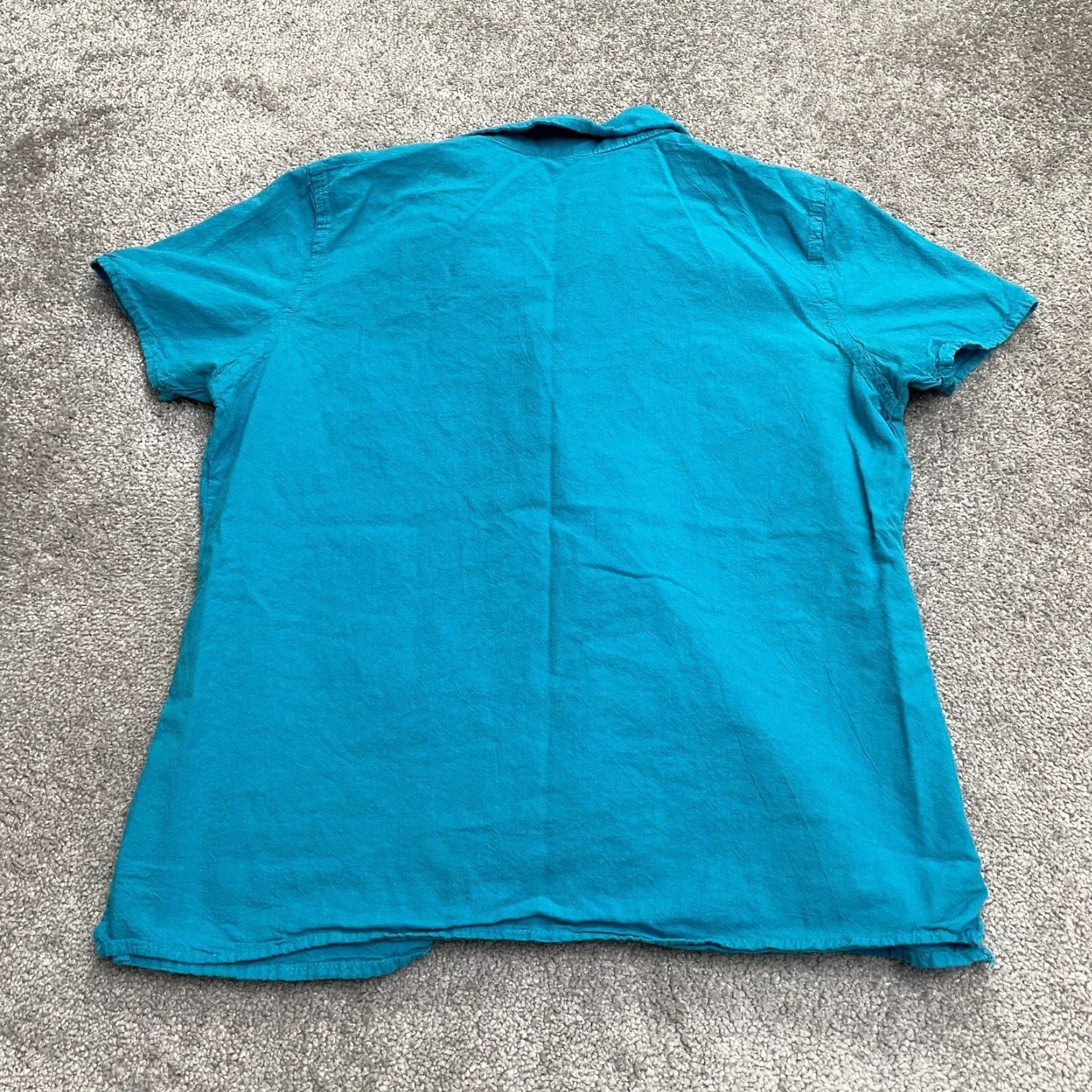 Vintage Unbranded Button Down Shirt Womens L Blue Short Sleeve Pocket Casual Top Size L / US 10 / IT 46 - 2 Thumbnail