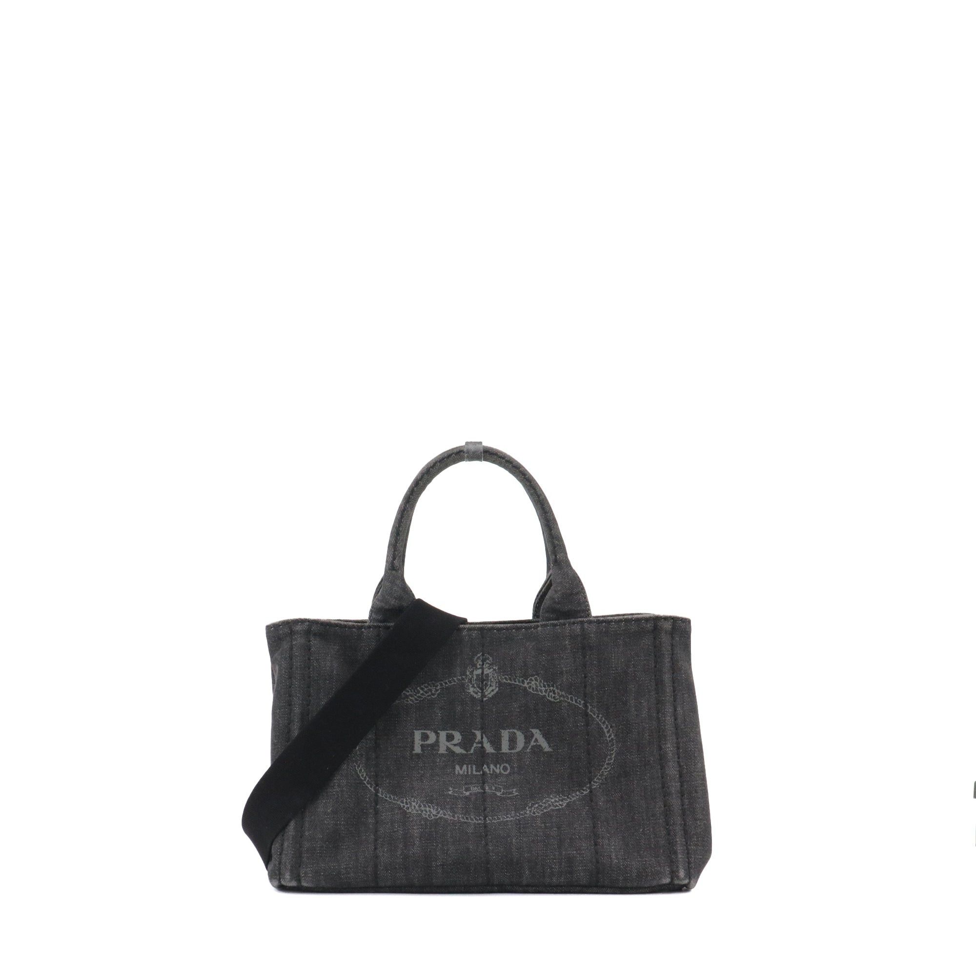 Prada PRADA - Canapa PM Prada handbag in gray denim Size ONE SIZE - 1 Thumbnail