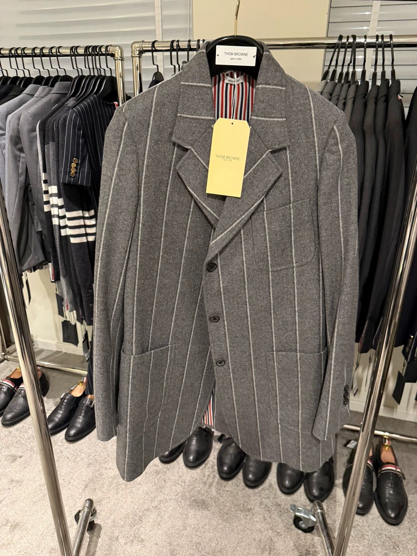 Thom Browne Thom Browne Women's Rare Mid-Gray Stripe Wool Coat Size36 Size XS / US 0-2 / IT 36-38 - 1 Thumbnail
