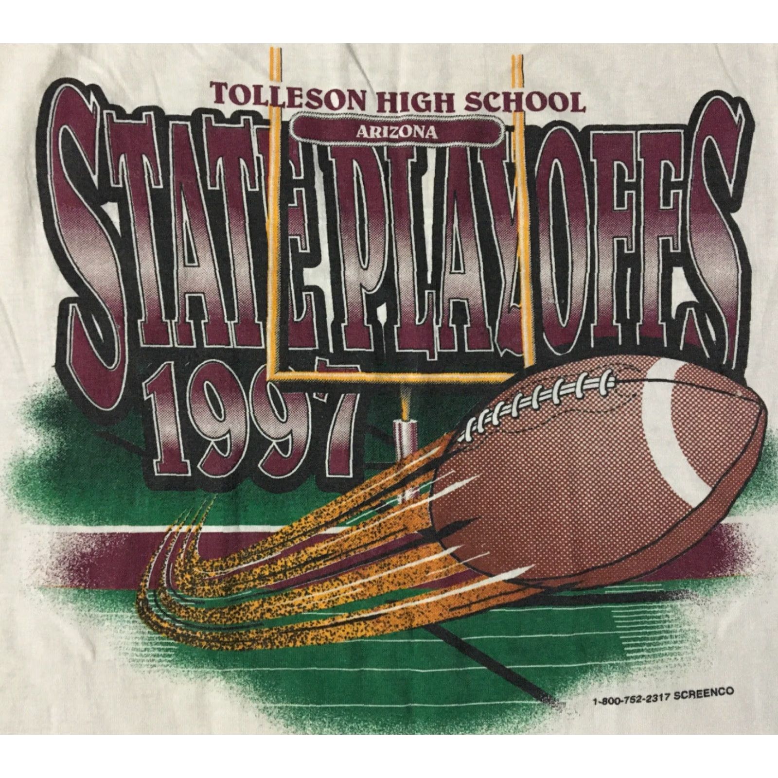 Fruit Of The Loom VINTAGE Tolleson High School Football State Playoffs Faded Distressed XL T-Shirt Men White 90s Grunge Shirt Size US XL / EU 56 / 4 - 3 Thumbnail