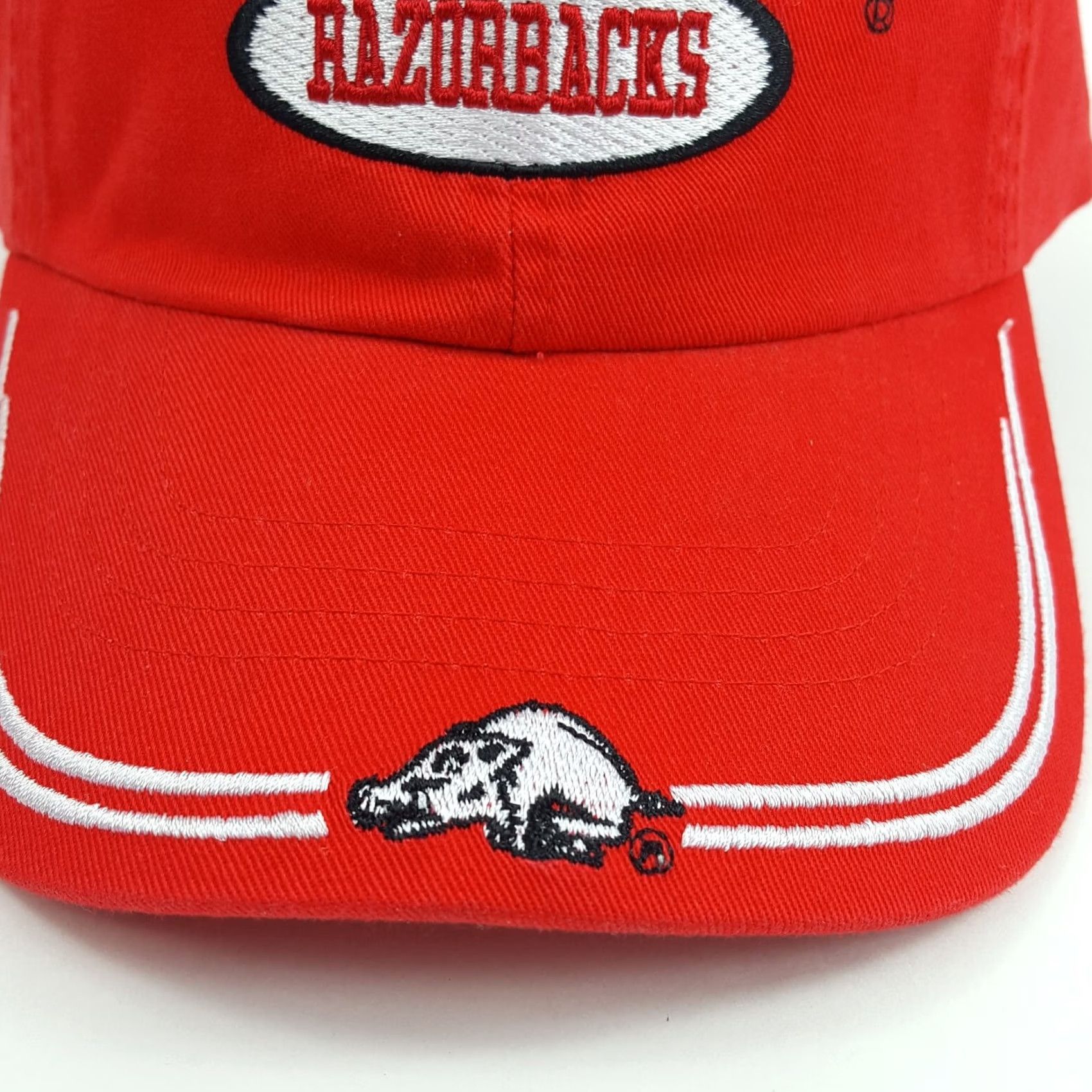 NCAA VINTAGE Arkansas Razorbacks NCAA College Hat Baseball Cap University Spike Hat Adjustable Red Mens Sports University 90s Logo Embroidered Twill Cotton Size ONE SIZE - 5 Thumbnail