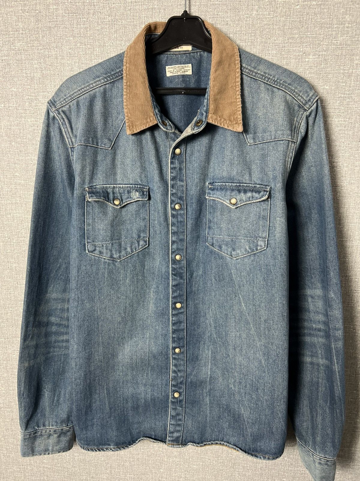 Allsaints AllSaints Redford Denim Long Sleeve Corduroy Collar Shirt Size US M / EU 48-50 / 2 - 2 Thumbnail