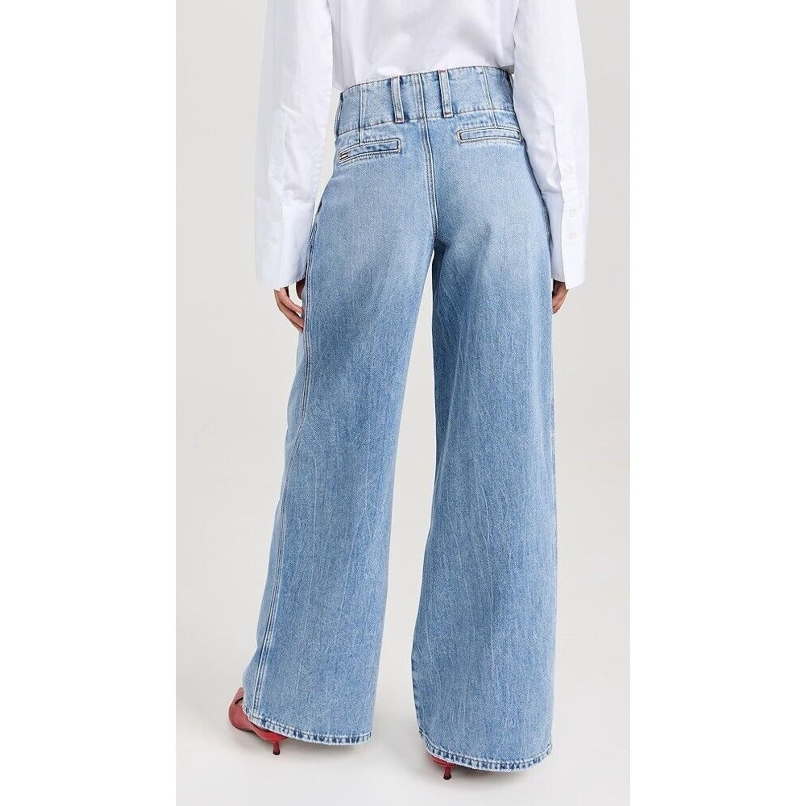 Alice + Olivia ALICE + OLIVIA ANDERS LOW RISE PLEATED WIDE JEAN PANT SZ 31 Size 31" - 5 Thumbnail