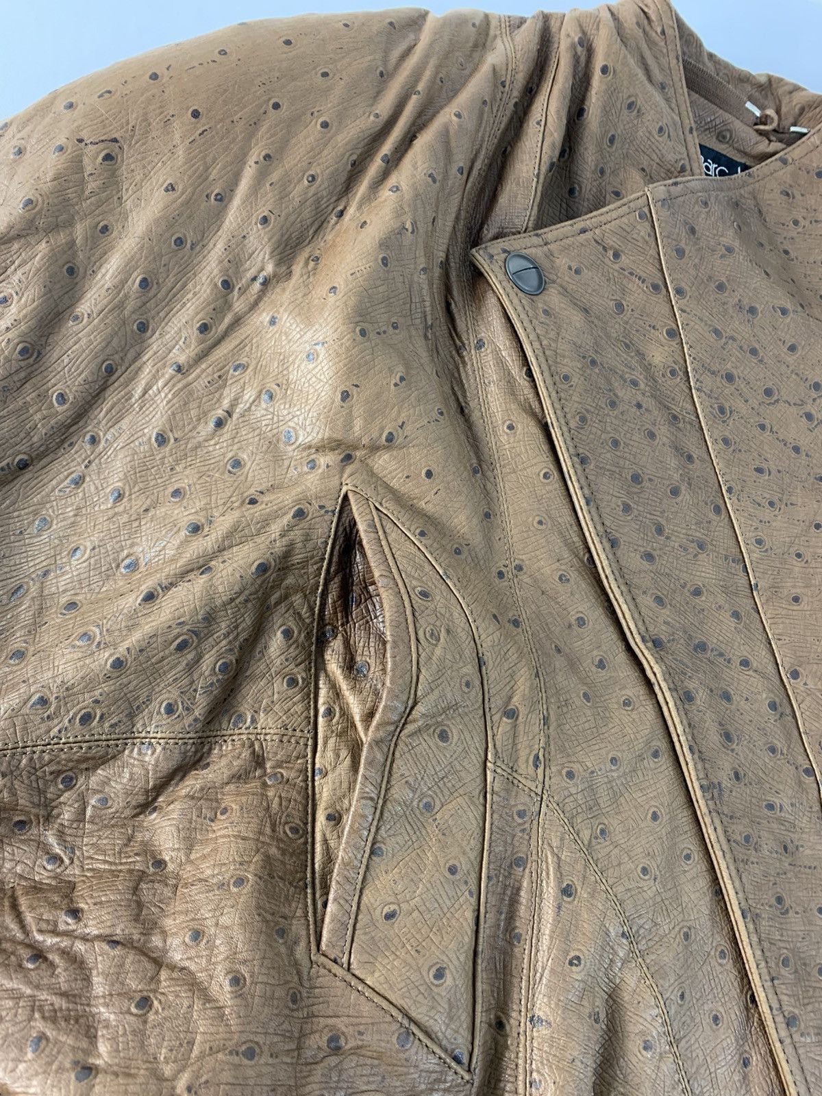 Marc Buchanan × Pelle Pelle RARE 90s Pelle Pelle Marc Buchanan Ostrich Leather Jacket Size US M / EU 48-50 / 2 - 6 Thumbnail