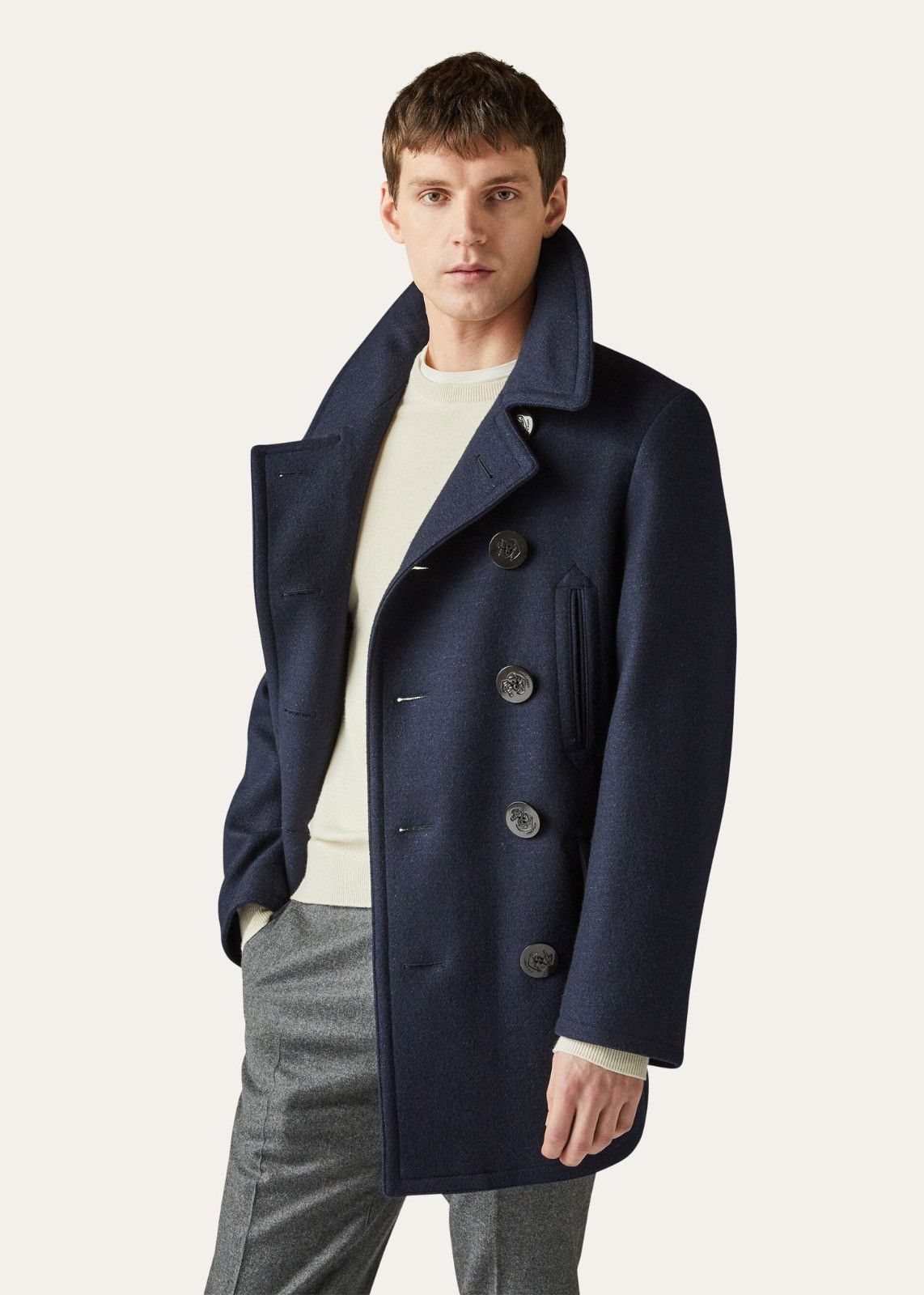 Loro Piana o1srvl11e1124 Double-Breasted Peacoat in Navy Blue Size US S / EU 44-46 / 1 - 3 Thumbnail