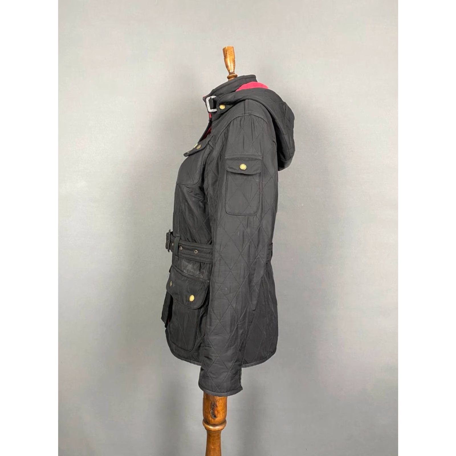 Barbour Barbour International Womens Quilted Jacket Long Sleeve Zip Belted Black 10 Jacket Womens Barbour International Quilted Belted Long Sleeve Black 10 Size L / US 10 / IT 46 - 4 Thumbnail