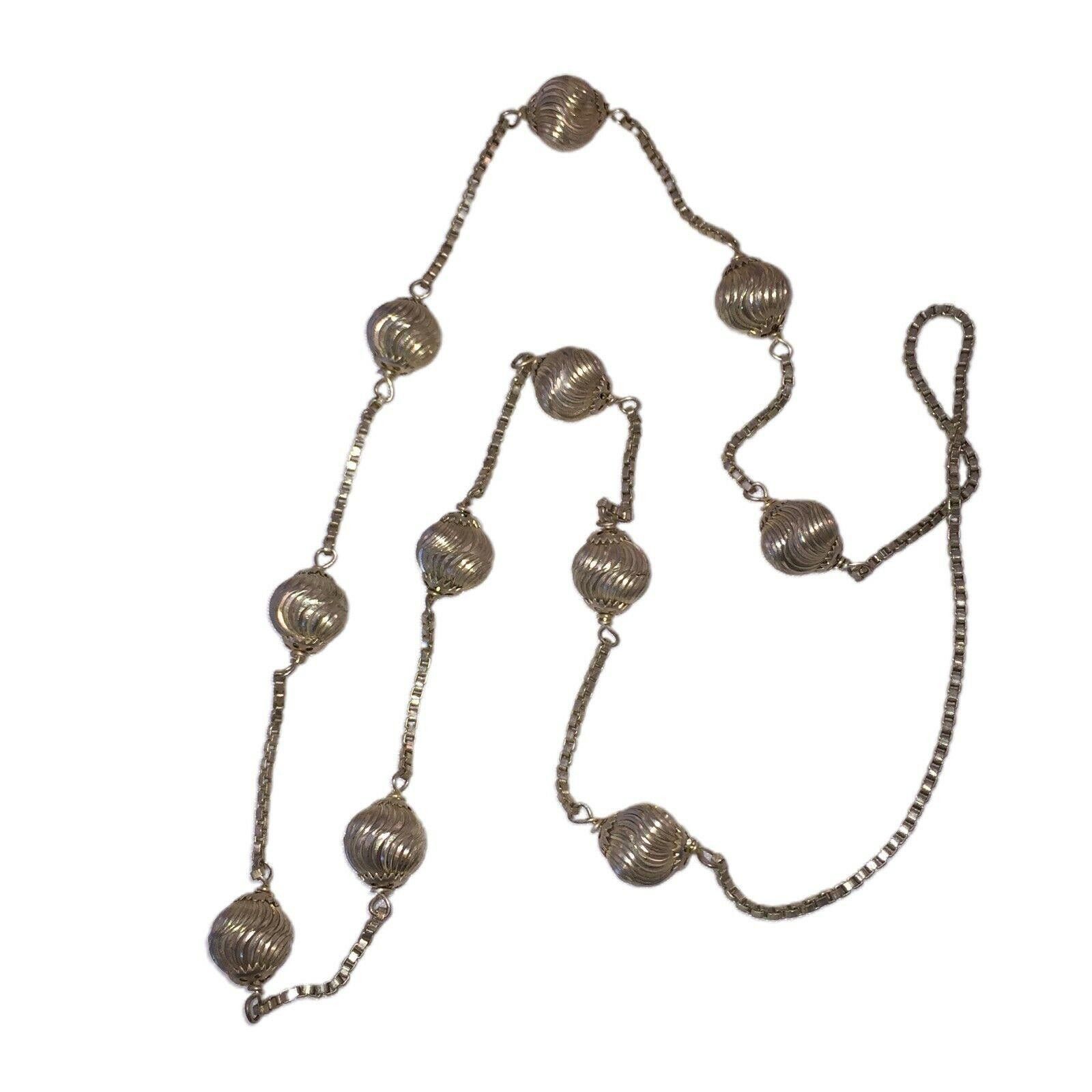 Designer Sri Lanken Silver Plated Wedding Engraved Ball Necklace Size ONE SIZE - 2 Thumbnail