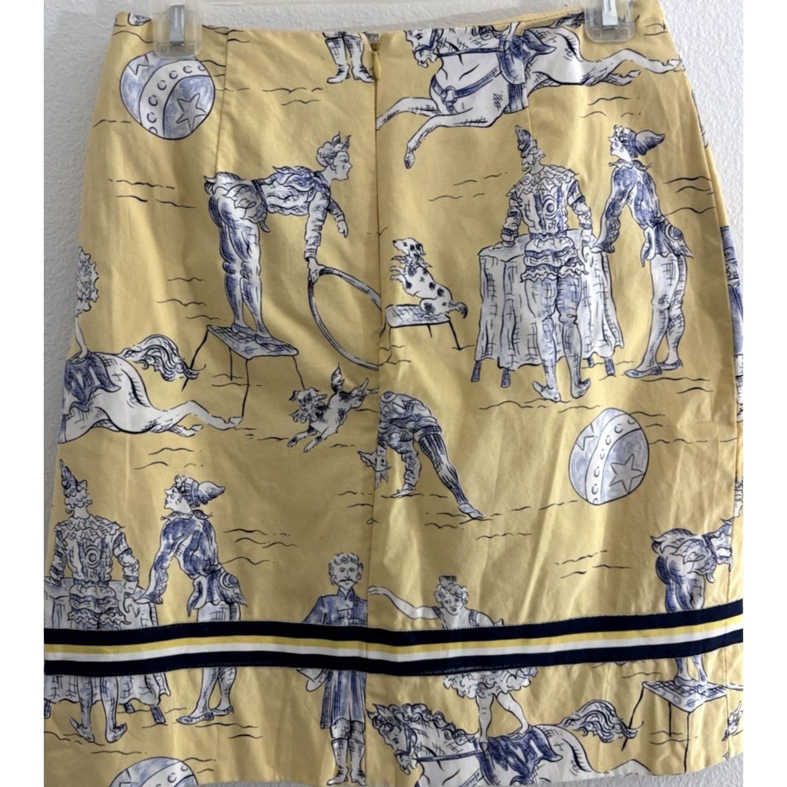 Vintage Melly M Delray Beach Circus Print Cotton Skirt Lined USA Size M Yellow Size 32" / US 10 / IT 46 - 2 Thumbnail