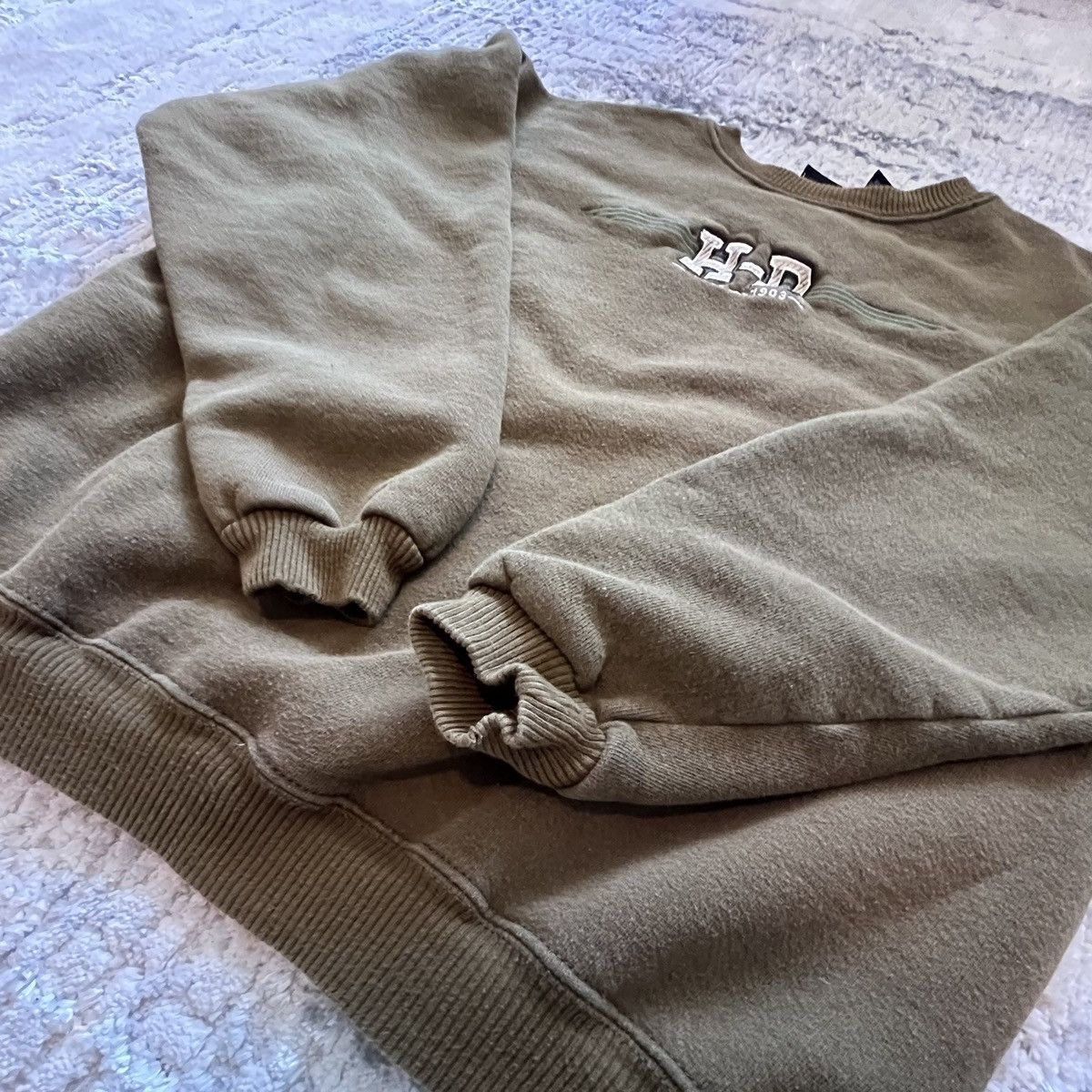 Harley Davidson × Vintage Vintage Brown/Olive Harley Davidson Crewneck Size XL / US 12-14 / IT 48-50 - 2 Thumbnail