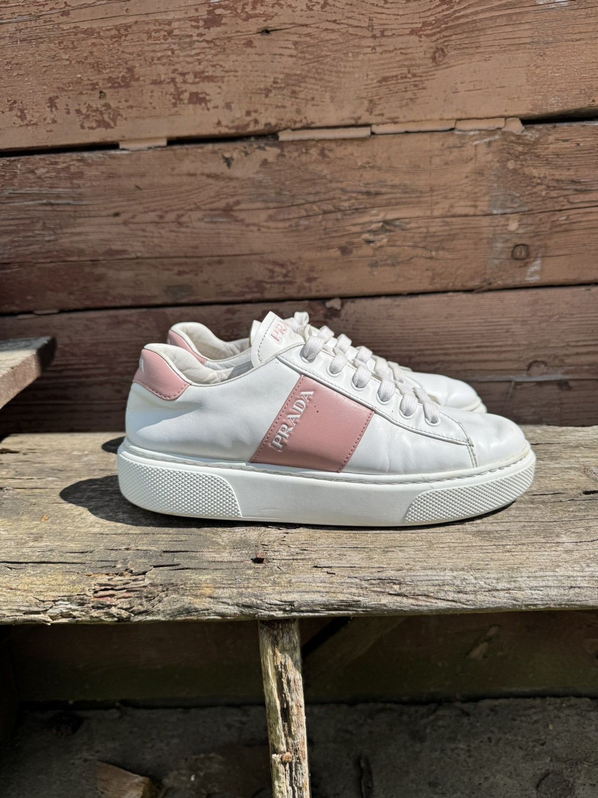 スニーカー PRADA Sneaker 'Downtown Bold' White Downtown Bold leather sneakers | PRADA