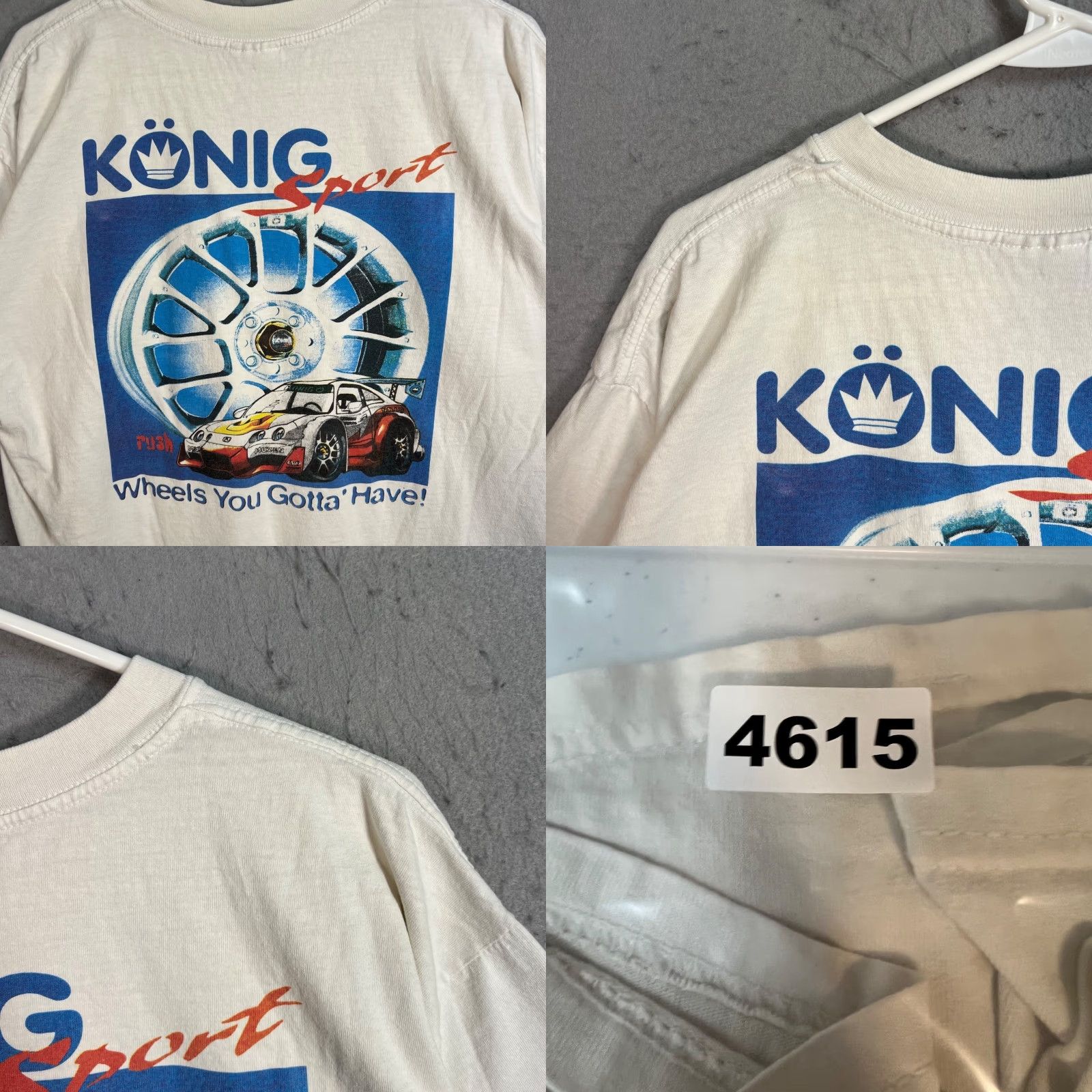 Gildan Vintage Y2K Konig Sport Wheels Racing White T Shirt Mens Size XL White Size US XL / EU 56 / 4 - 9 Thumbnail