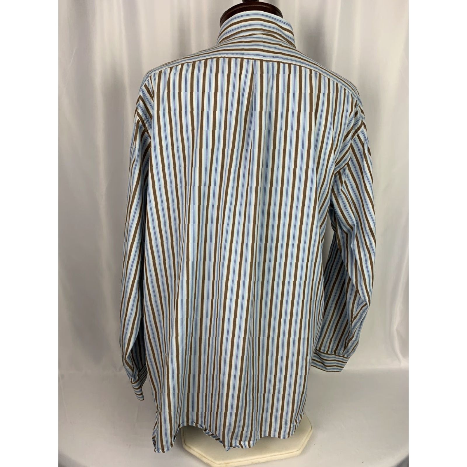 Gap Gap Classic Shirt Button Down Mens XXL18-18 1/2 Blue White Brown Stripes Size US XXL / EU 58 / 5 - 5 Thumbnail