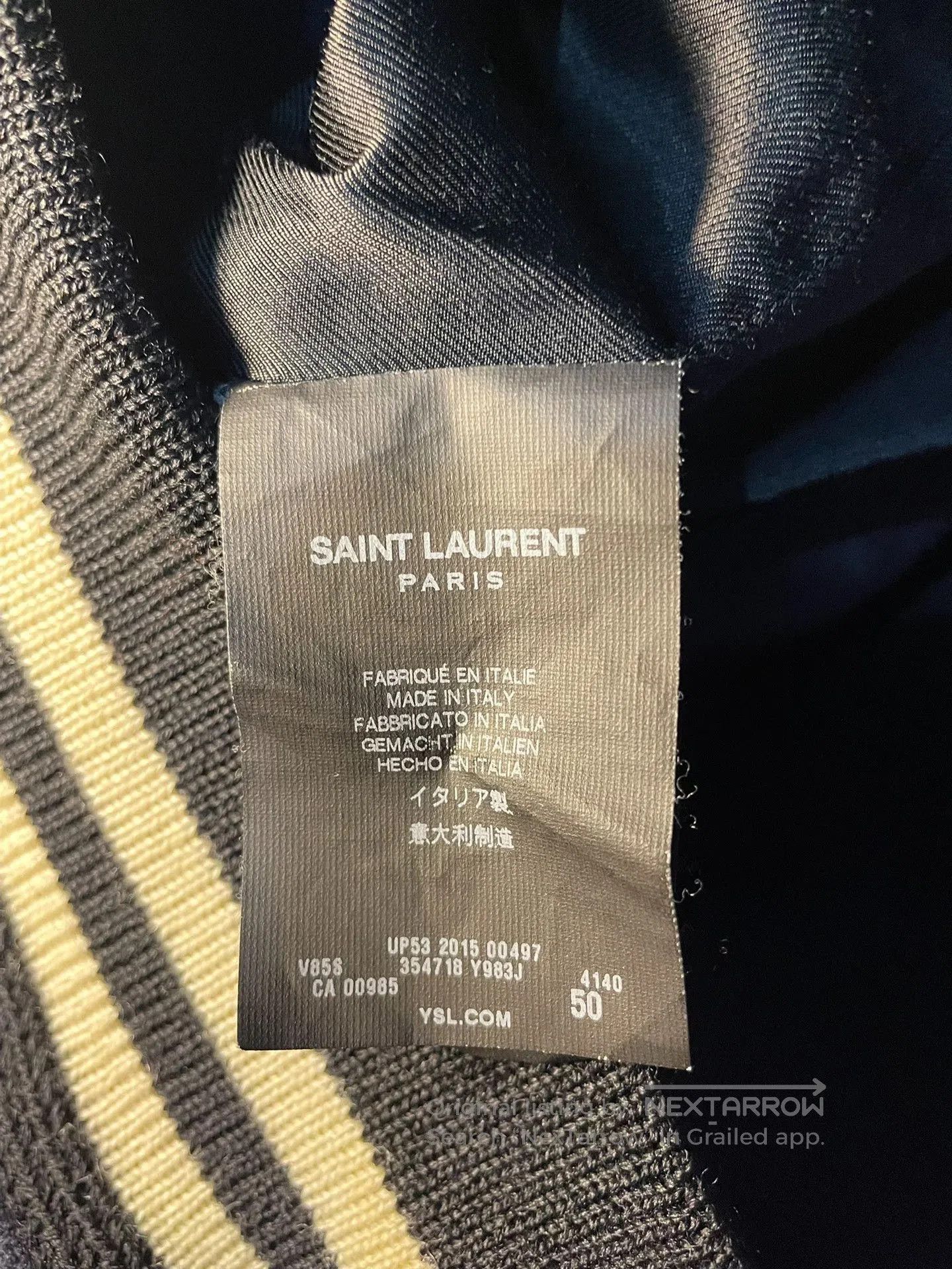 Saint Laurent Paris Saint Laurent Navy Leather Sleeves Varsity Jacket. Size US M / EU 48-50 / 2 - 7 Thumbnail