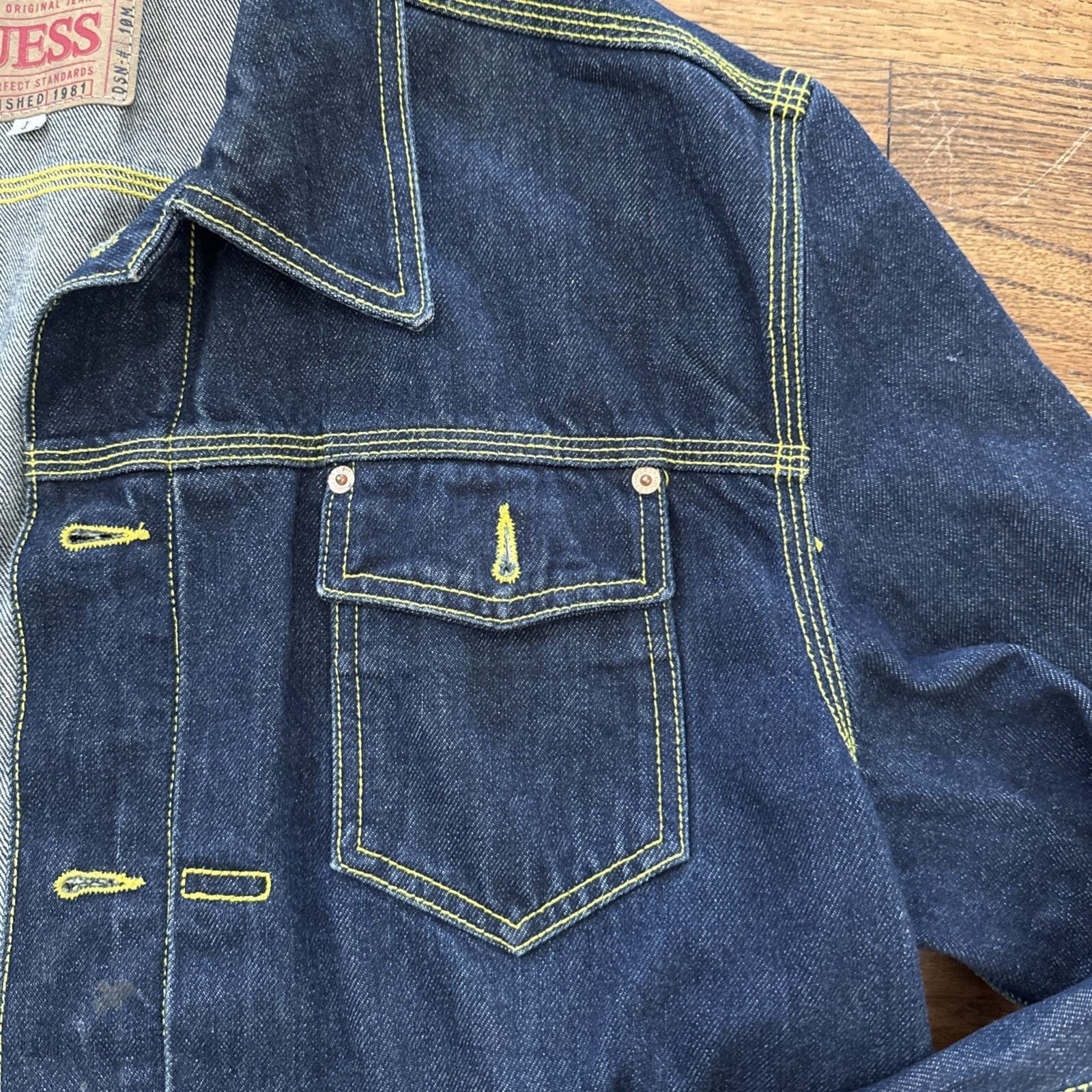 Guess Guess Vintage Jean Jacket dark wash Mens Size L Size US L / EU 52-54 / 3 - 5 Thumbnail