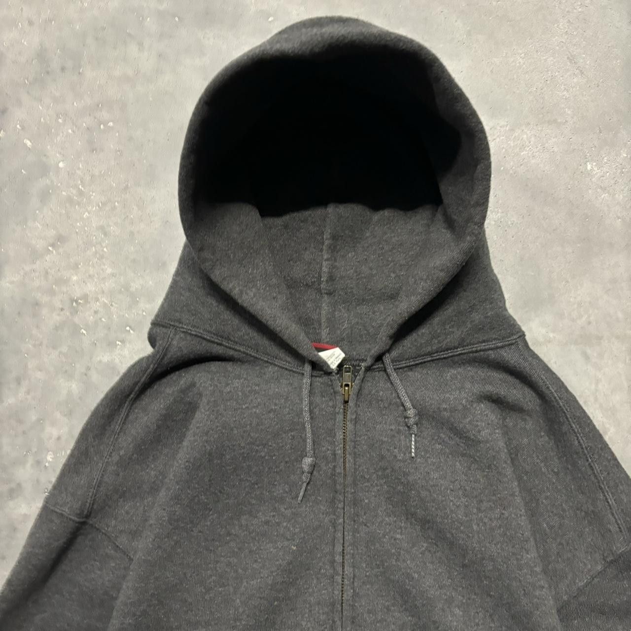 Russell Athletic × Vintage Crazy Vintage 90s Dark Grey Russell Style Heavyweight Essential Zip Up Hoodie! Size US XL / EU 56 / 4 - 2 Thumbnail