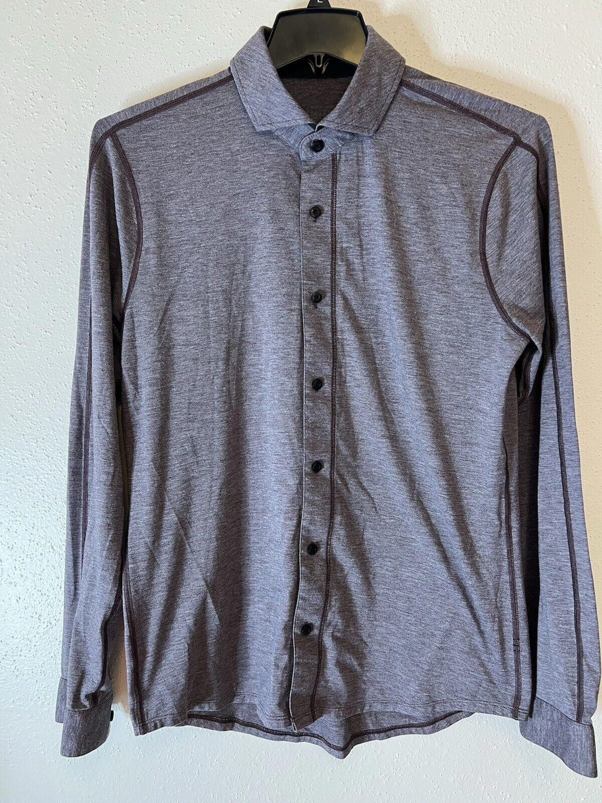 Designer Lululemon Rival Button Up Heathered Black Cherry / Black Size US M / EU 48-50 / 2 - 2 Thumbnail