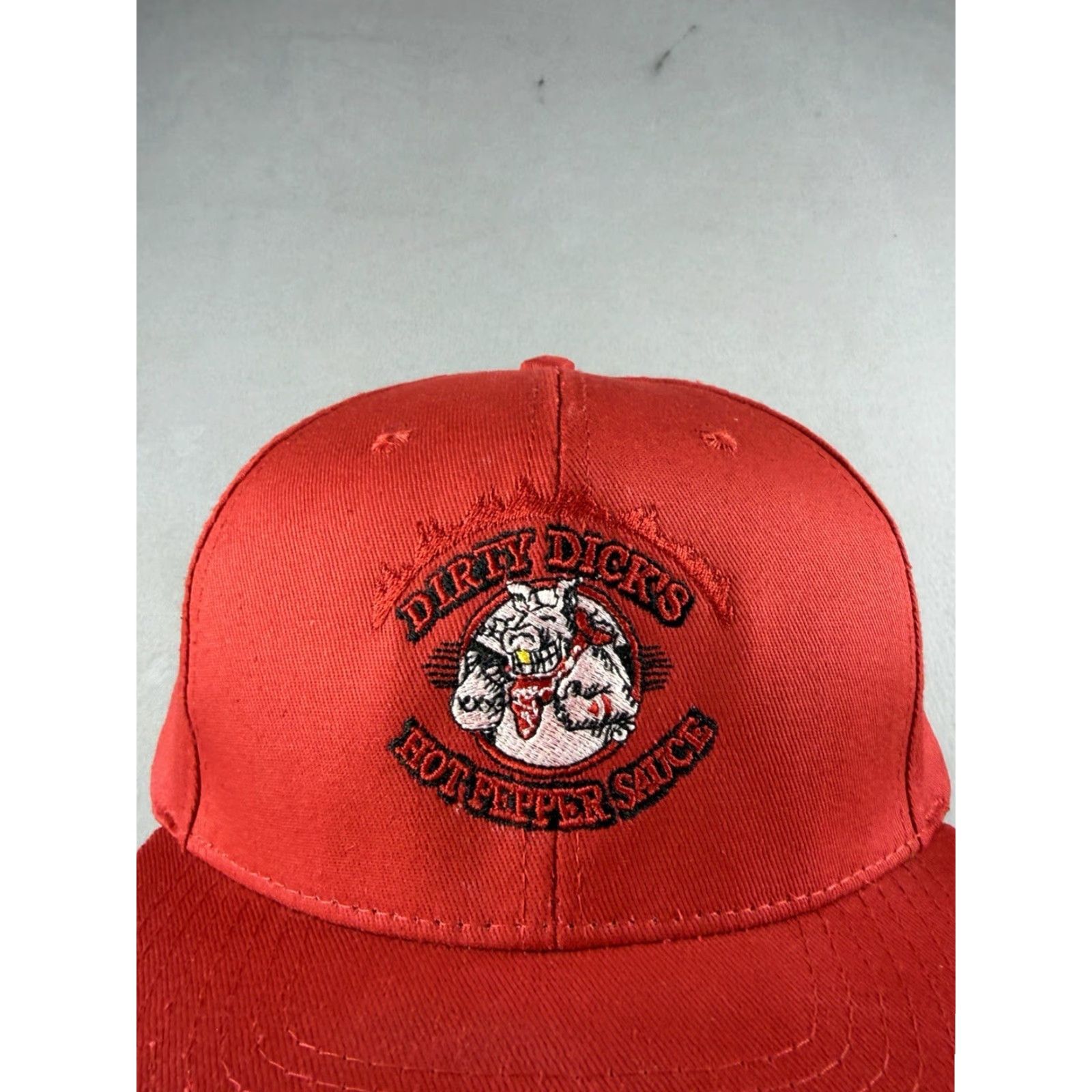 Vintage VINTAGE Dirty Dicks Hot Pepper Sauce Hat SnapBack Cap Red Embroidered 90s Red One Size Men Cotton Canvas Casual Snapback 90s Hat Mens Size ONE SIZE - 2 Thumbnail