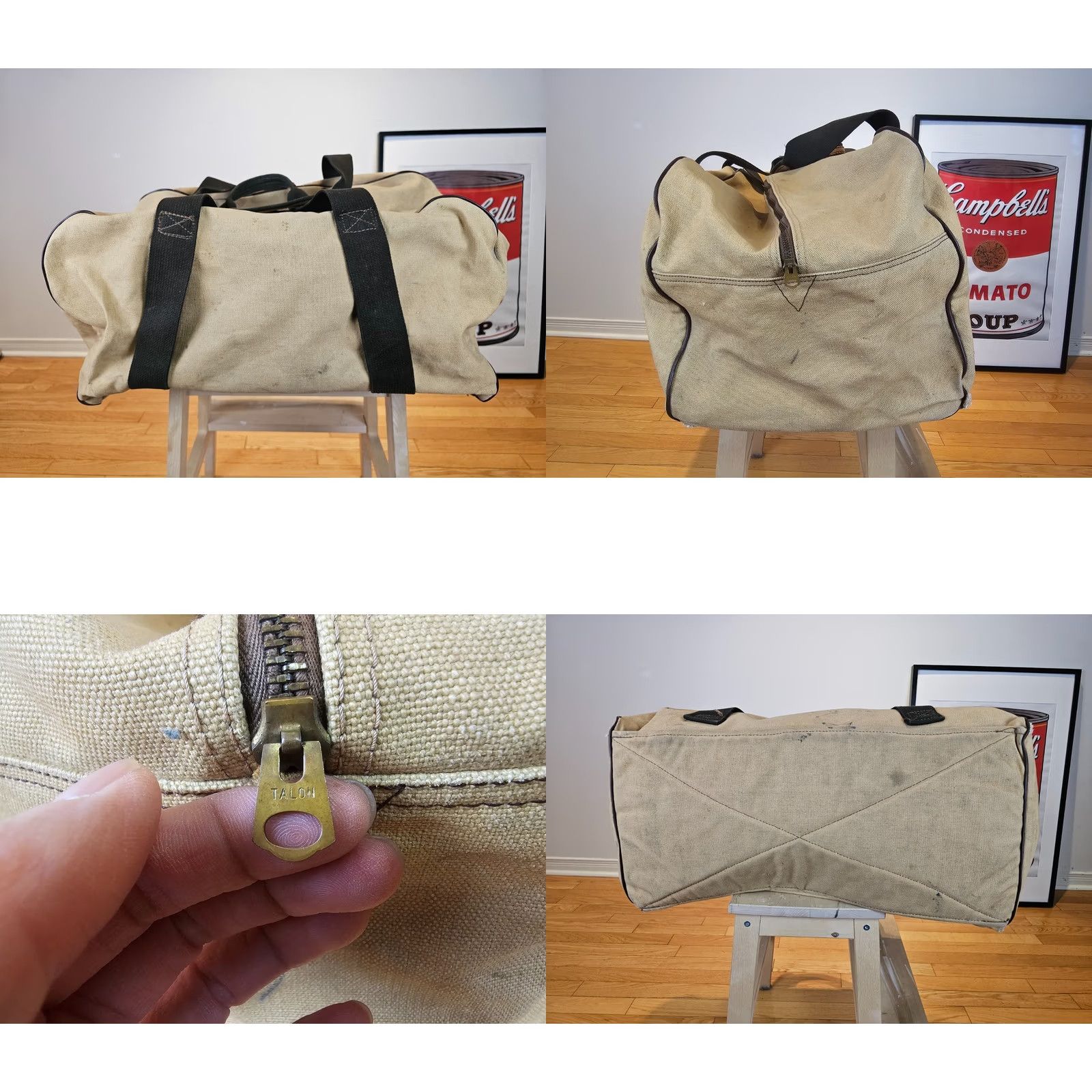 Vintage VINTAGE UNBRANDED CANVAS DUFFLE BAG SZ 24 INCH X 13 INCH X 12 INCH Duffle Men Brown Bag Size ONE SIZE - 9 Thumbnail