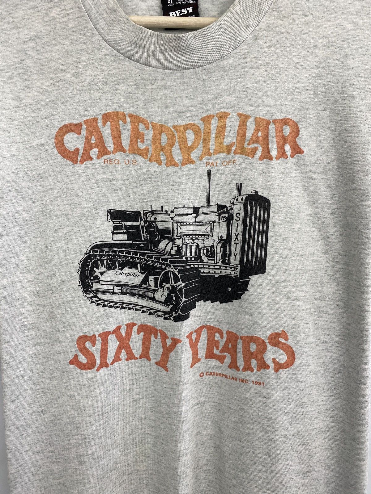 Caterpillar 🇺🇸 Vintage 1991 Caterpillar Sixty Years T-Shirt Rare Retro Size US XL / EU 56 / 4 - 4 Thumbnail