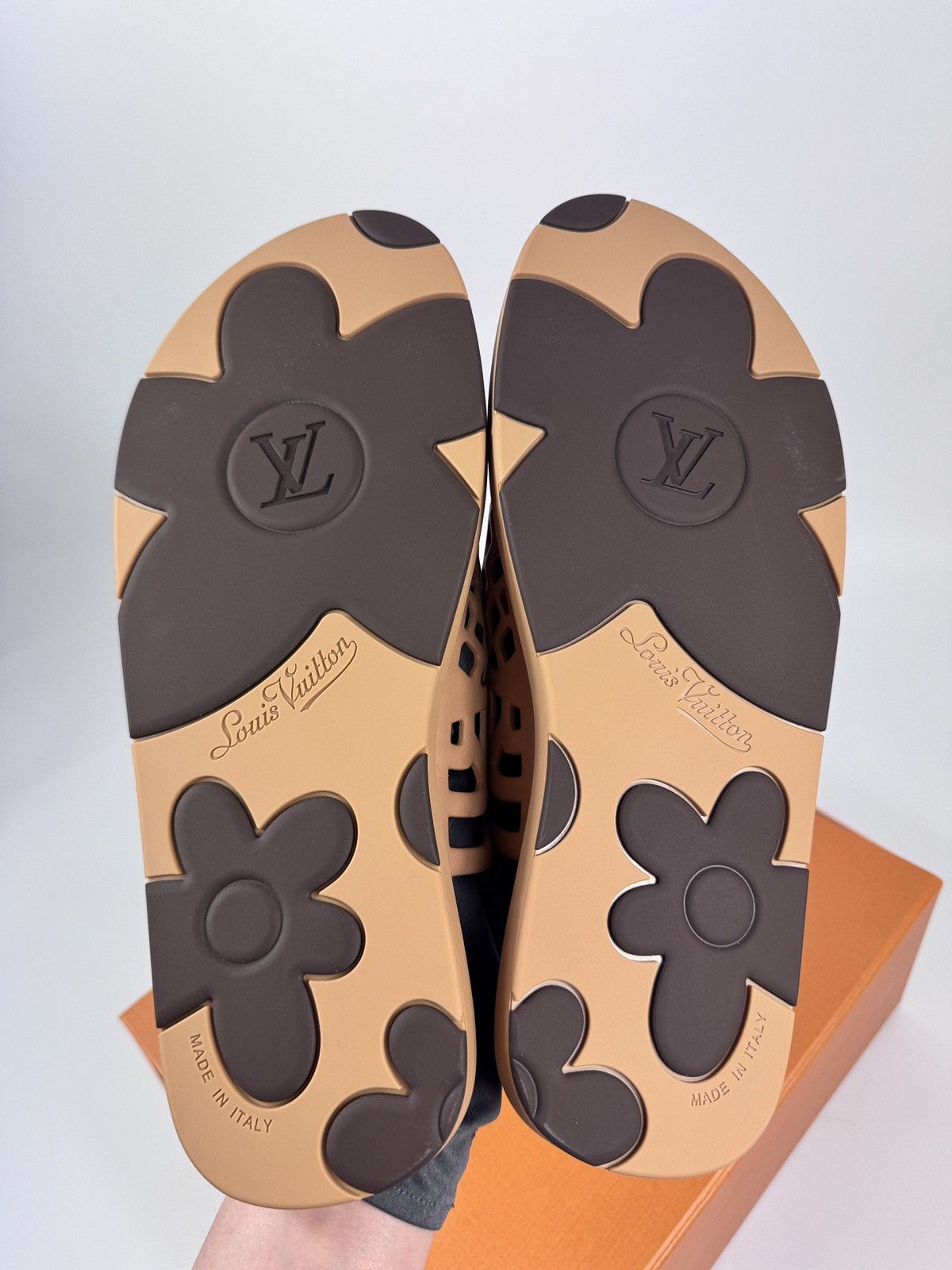 Louis Vuitton WAFFLE LV LOGO SLIDES ( VERY RARE ) Size US 10 / EU 43 - 7 Thumbnail
