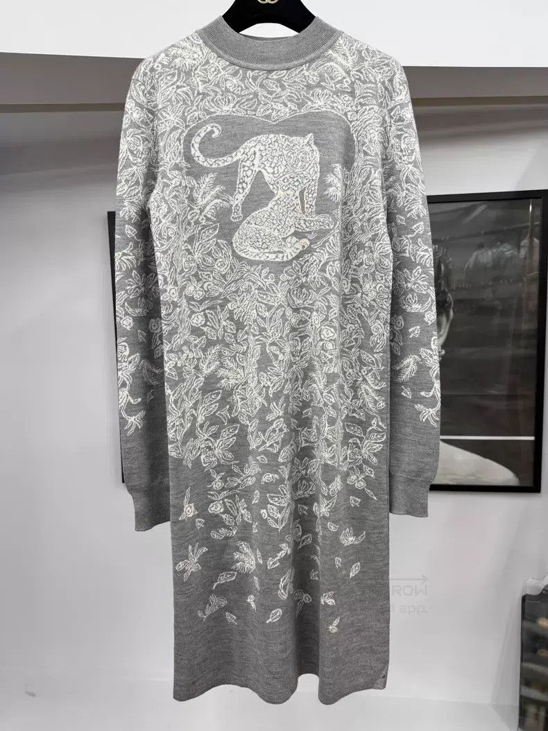 Hermes Hermes Gray Cashmere Long Sleeve Dress Size XS / US 0-2 / IT 36-38 - 1 Thumbnail