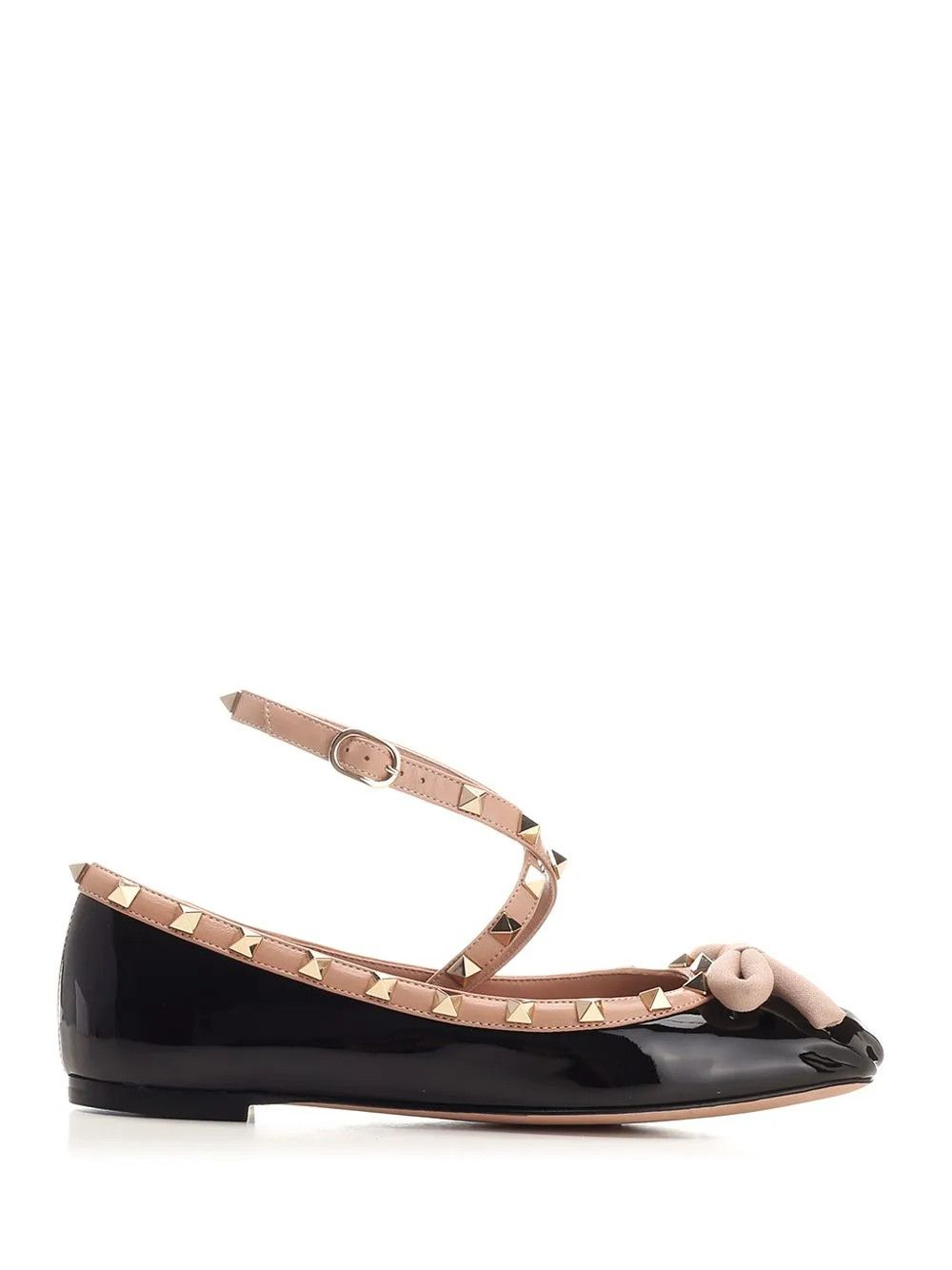 o1s22i1n0924 Rockstud Patent Leather Ballerina Flats