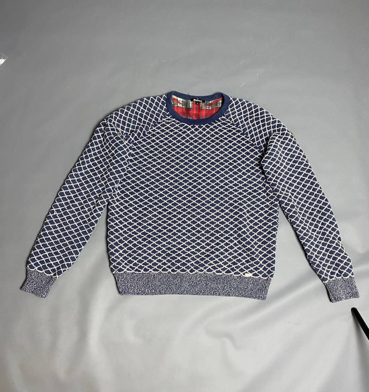 Barbour Barbour Sweater Openwork Lattice Knit Union Jack Patch Sz M Size M / US 6-8 / IT 42-44 - 1 Thumbnail