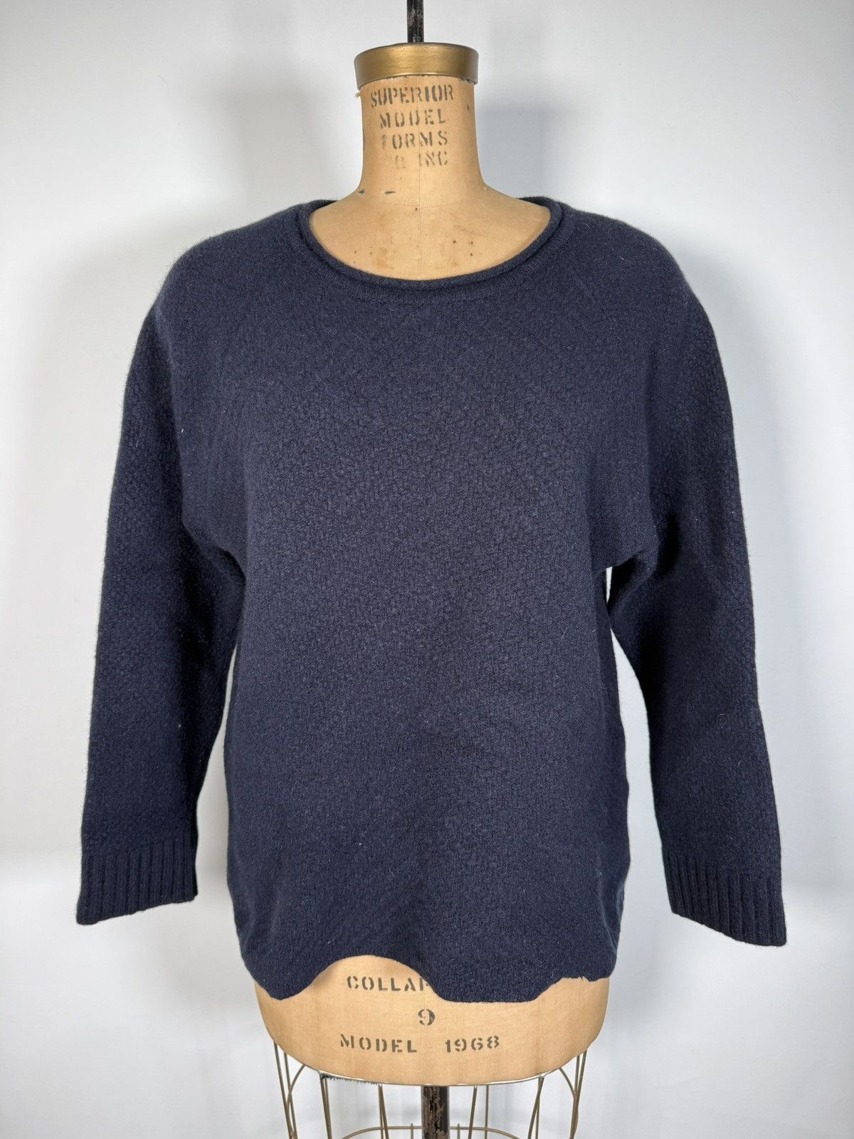Oliver Spencer Olive Spencer Navy Wool Cropped Sweater Size US M / EU 48-50 / 2 - 1 Thumbnail