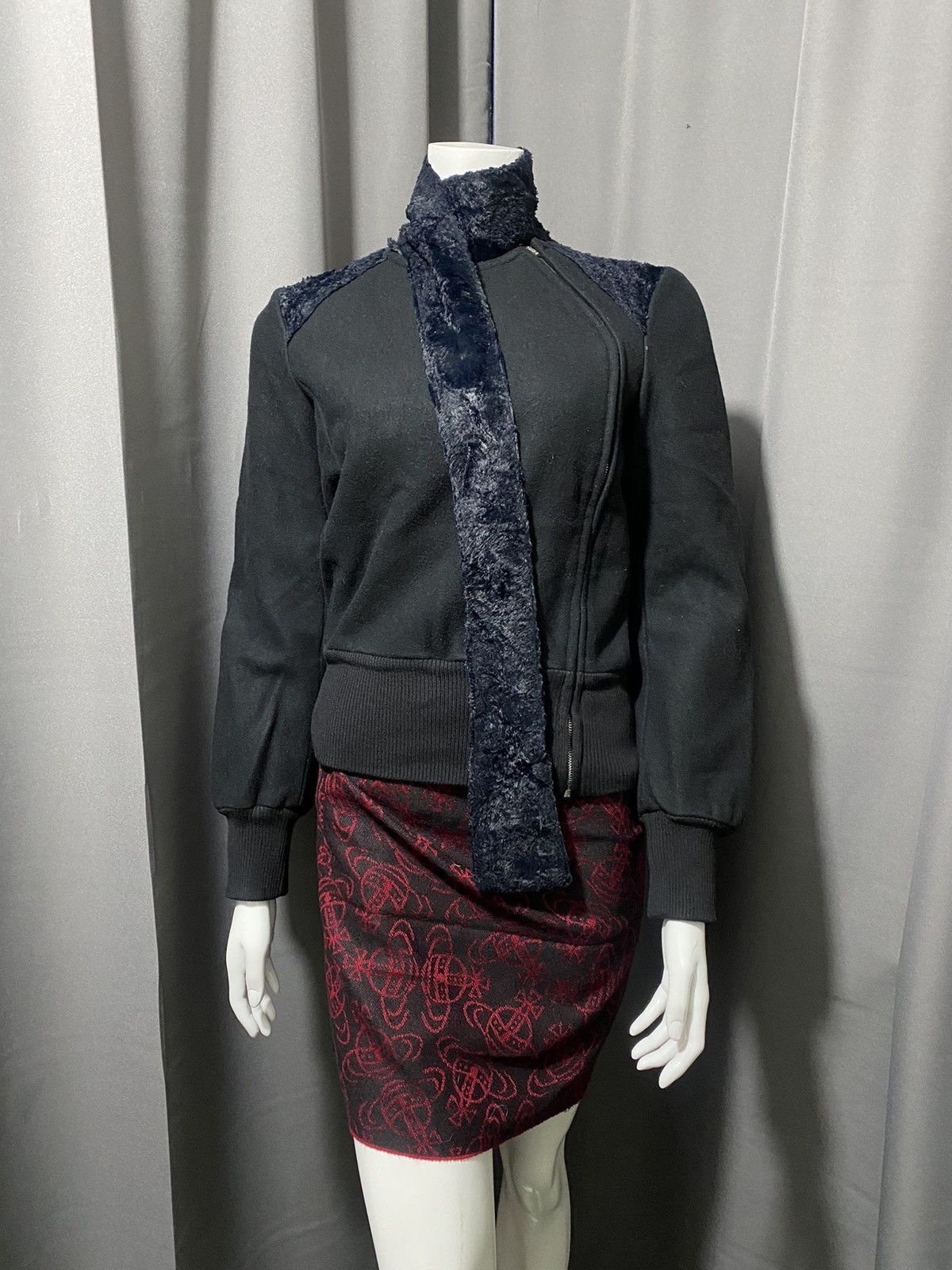 Costume National Fall 2000- Spiral Zip Wool/Nylon Blend Jacket Size S / US 4 / IT 40 - 1 Thumbnail