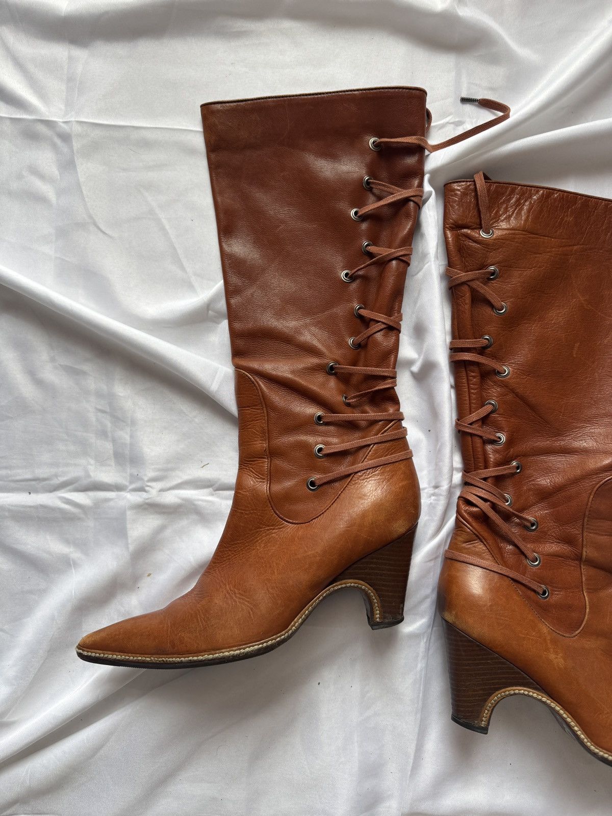 Dries Van Noten Dries Van Noten Vintage Lace Up Knee High Leather Boots Size US 7 / IT 37 - 7 Thumbnail