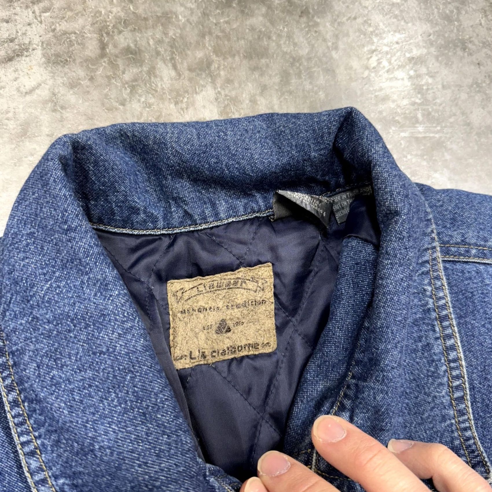 Liz Claiborne Claiborne Jacket Mens Large Blue Denim Quilted Lined Zip Front Workwear Pockets Size US M / EU 48-50 / 2 - 4 Thumbnail