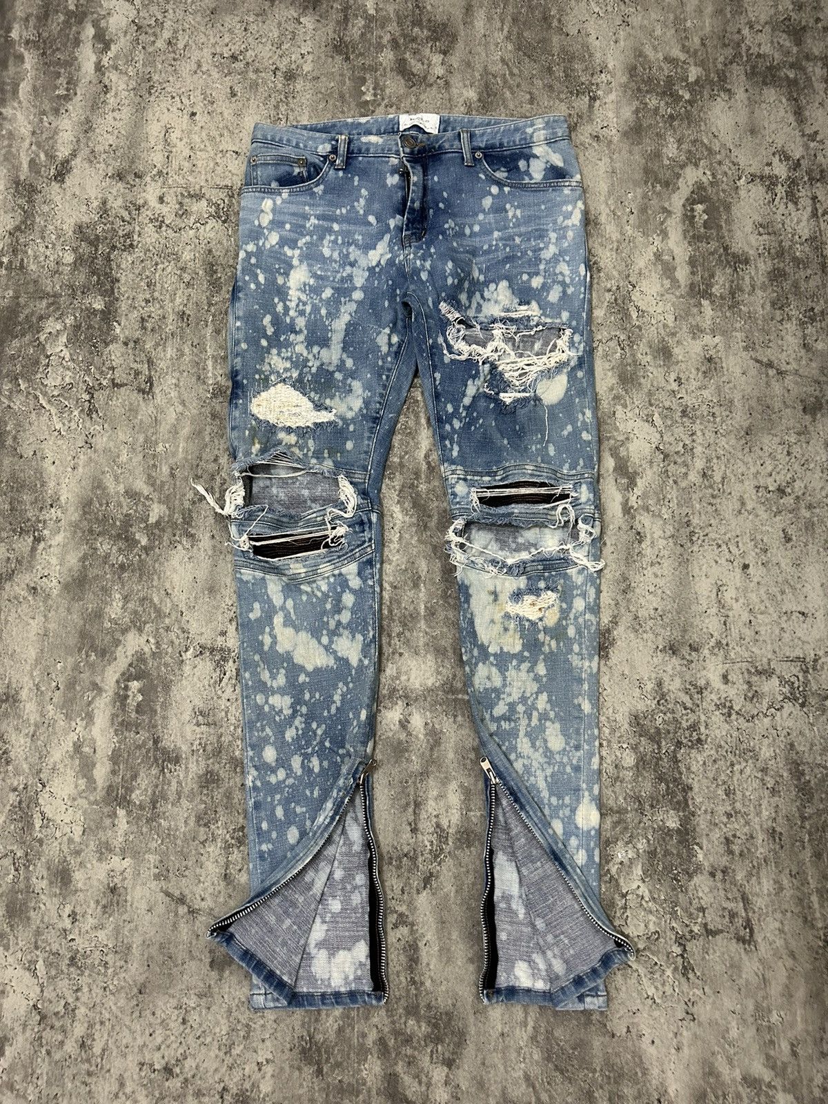 Japanese Brand Halo Tokyo Japan Acid Wash Distressed Jeans Size US 33 - 1 Thumbnail