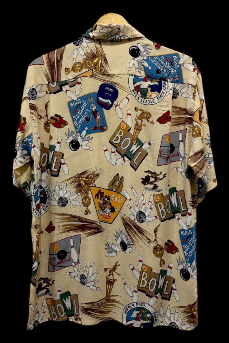 Warner Bros Vtg 90's REYN SPOONER X WARNER BROS BOWLING BUTTON UP SHIRT Size US M / EU 48-50 / 2 - 2 Thumbnail