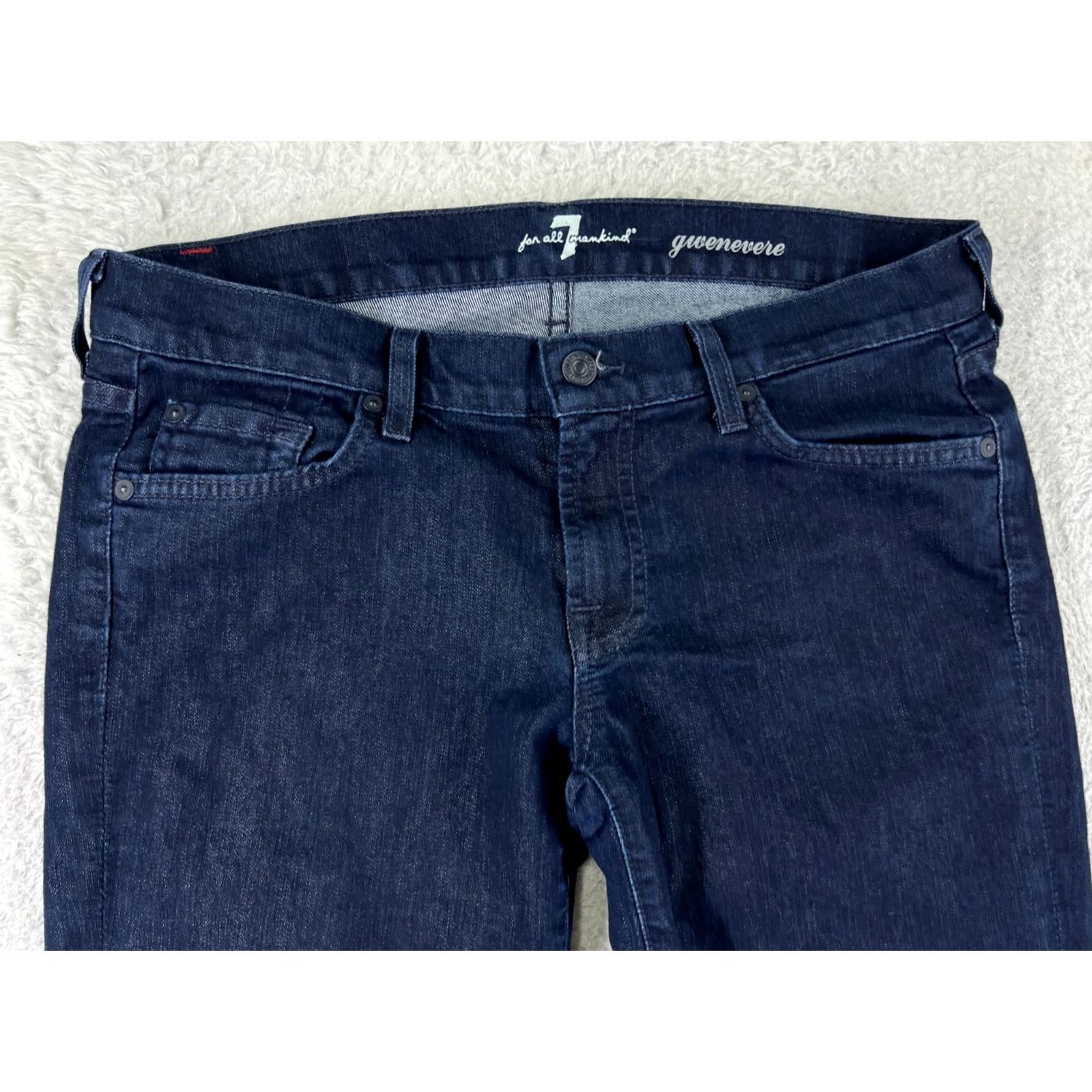 7 For All Mankind 7 For All Mankind Jeans Women 29 Blue Denim Dark Wash Skinny Zip Ankle Cotton Size 29" - 7 Thumbnail
