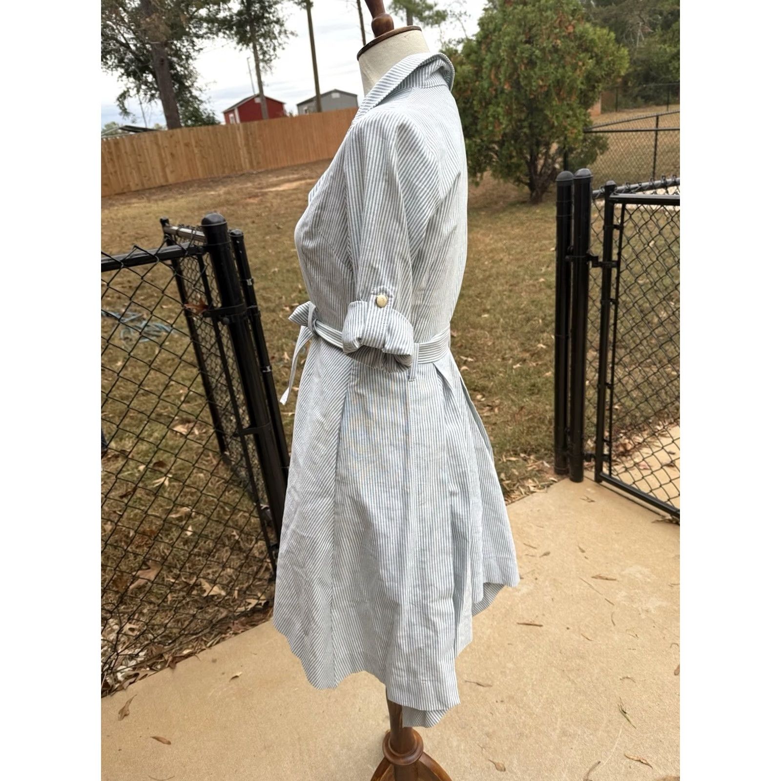 Vintage Kiki Lynn Green Stripe Shirt Dress Size 2 Women Knee Length USA Pattern Striped Shirt Dress Mens? Size XS / US 0-2 / IT 36-38 - 2 Thumbnail