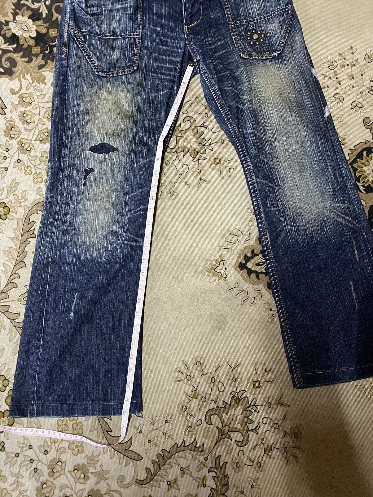 If Six Was Nine Japanese Brand Liberto Xxx Flare Distressed Denim Size US 33 - 19 Thumbnail