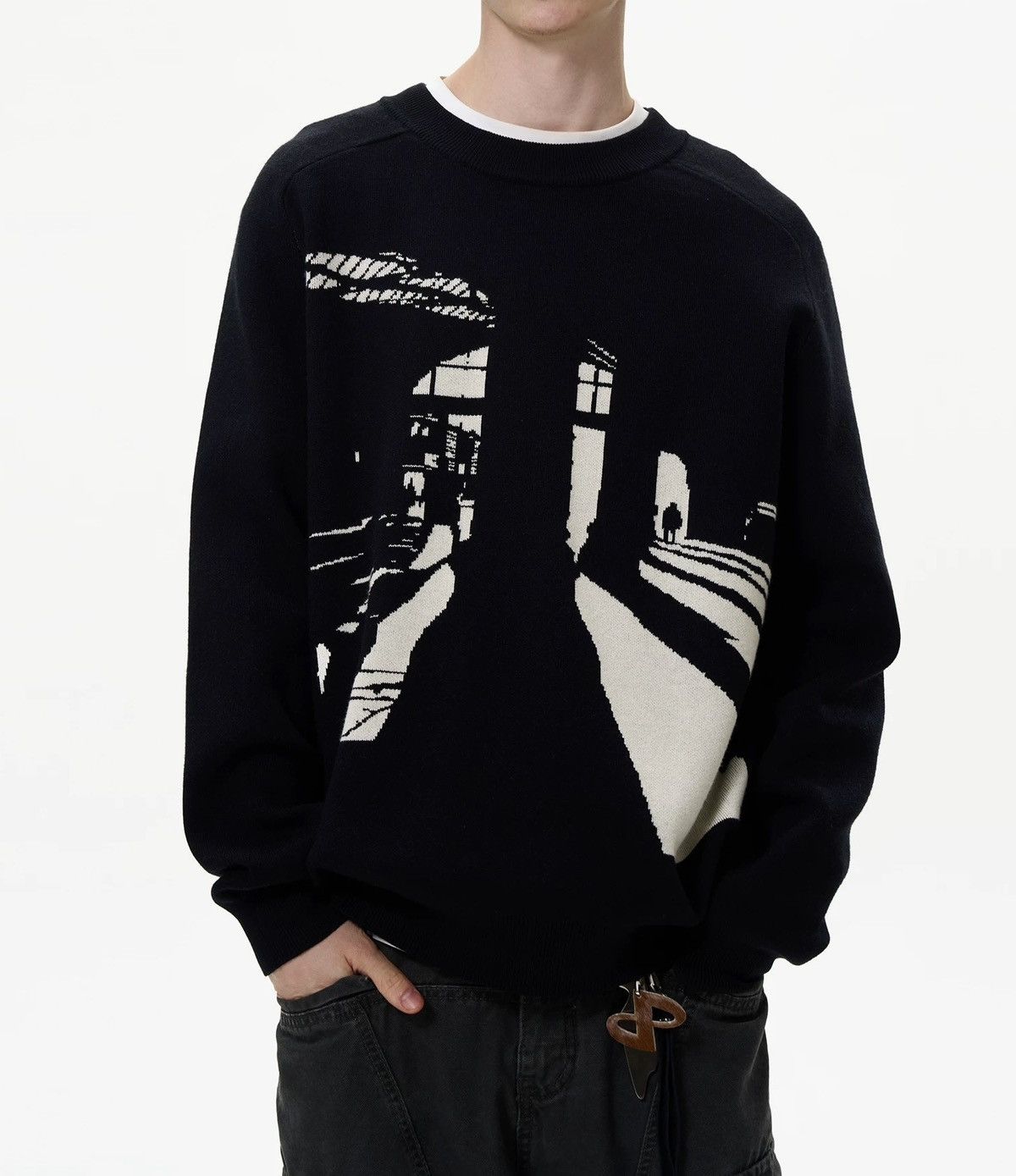 Retro punk fashion silhouette knit sweater knitwear