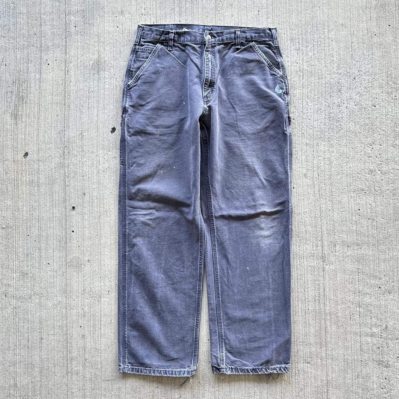Carhartt Vintage 90s Canvas Carhartt Blue/Grey Distressed Pants Size US 34 / EU 50 - 2 Thumbnail