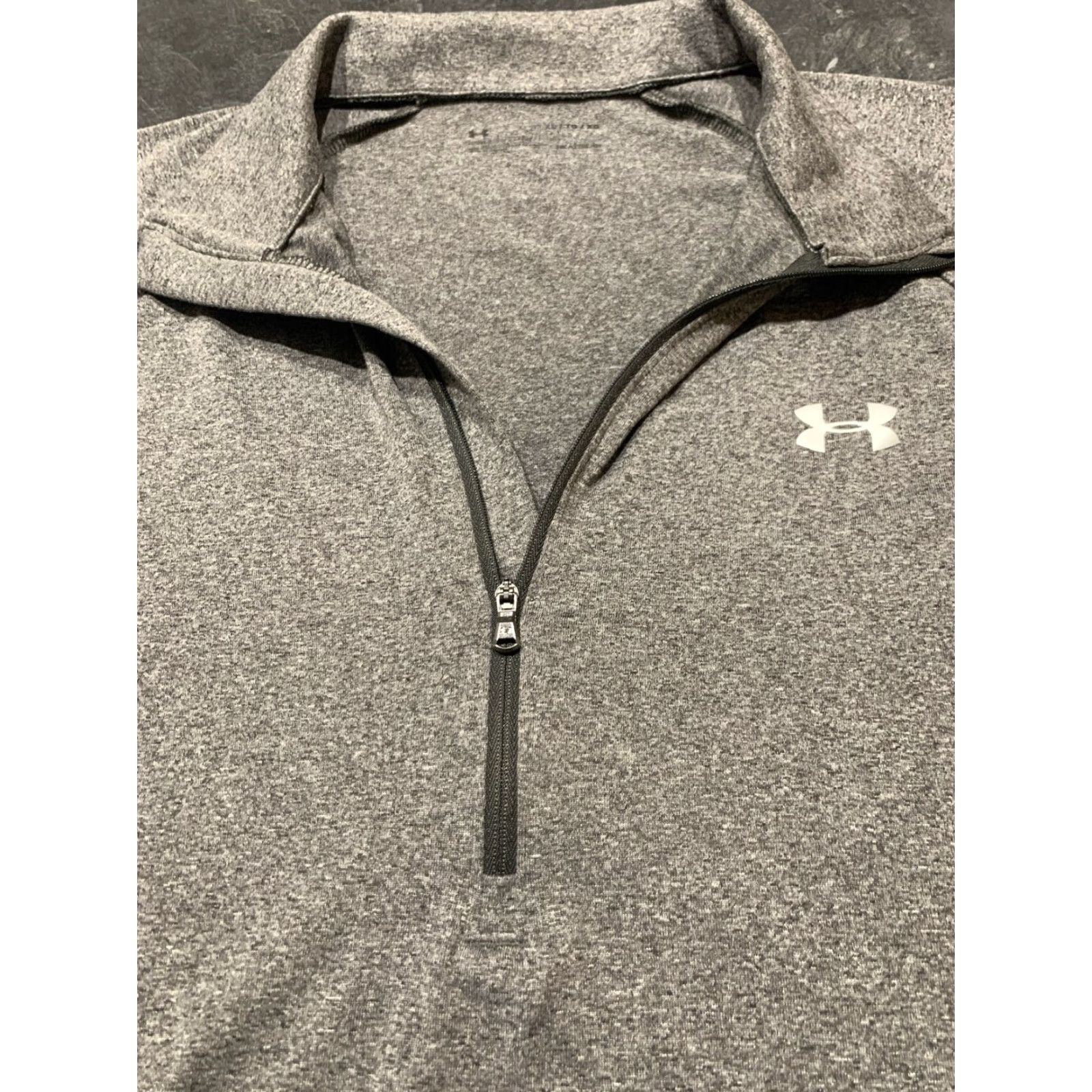 Under Armour VINTAGE Under Armour HeatGear Womens Long Sleeve 1/4 Zip Pullover Top Size XL Gray Activewear Sports Size XL / US 12-14 / IT 48-50 - 5 Thumbnail